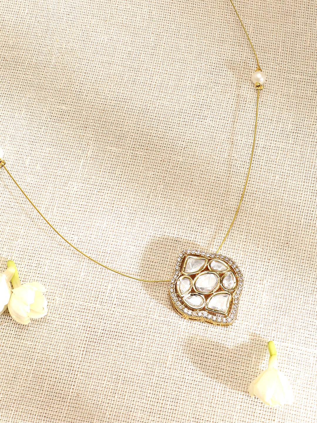 Alluring American Diamond Zirconia & Kundan Studded Pendant Necklace