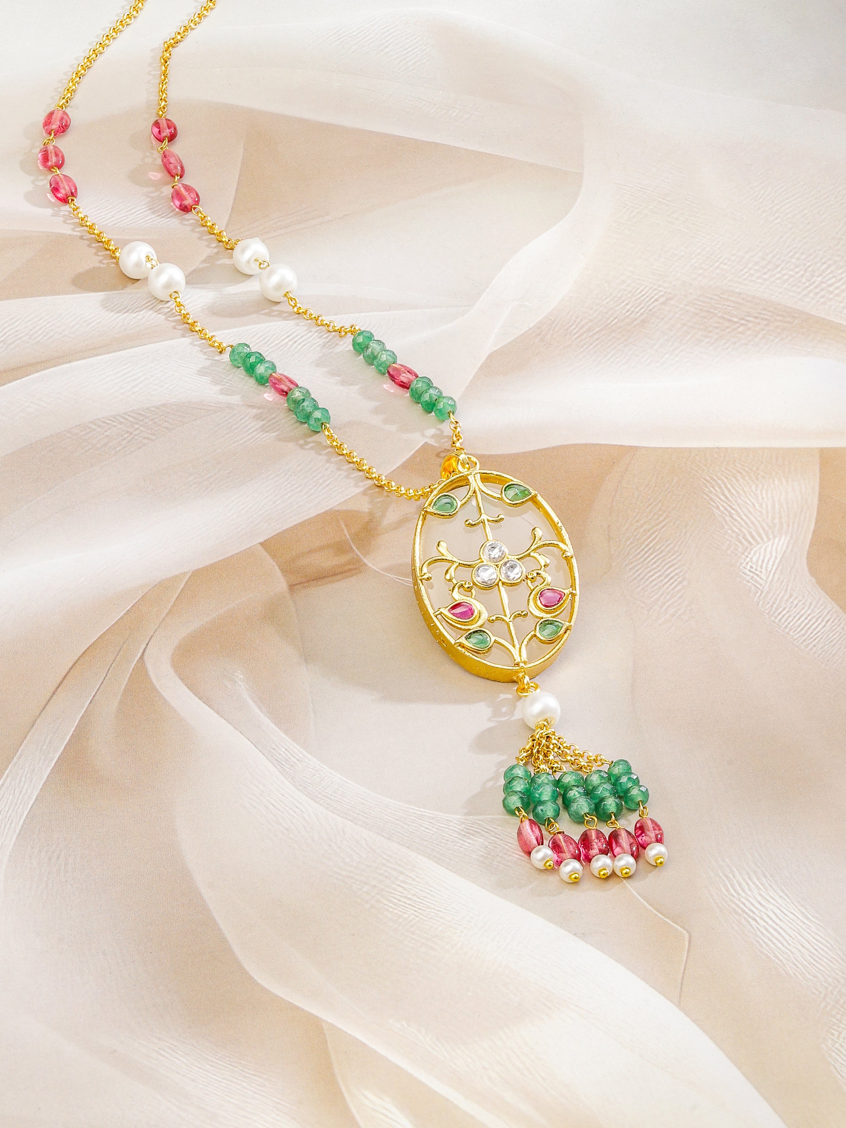 Ethnic Multicolour Beads Studded Necklace