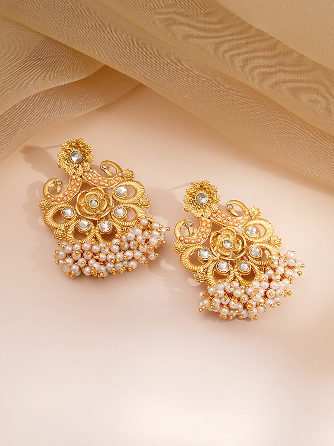 Pearl beaded Kundan Long Necklace Set
