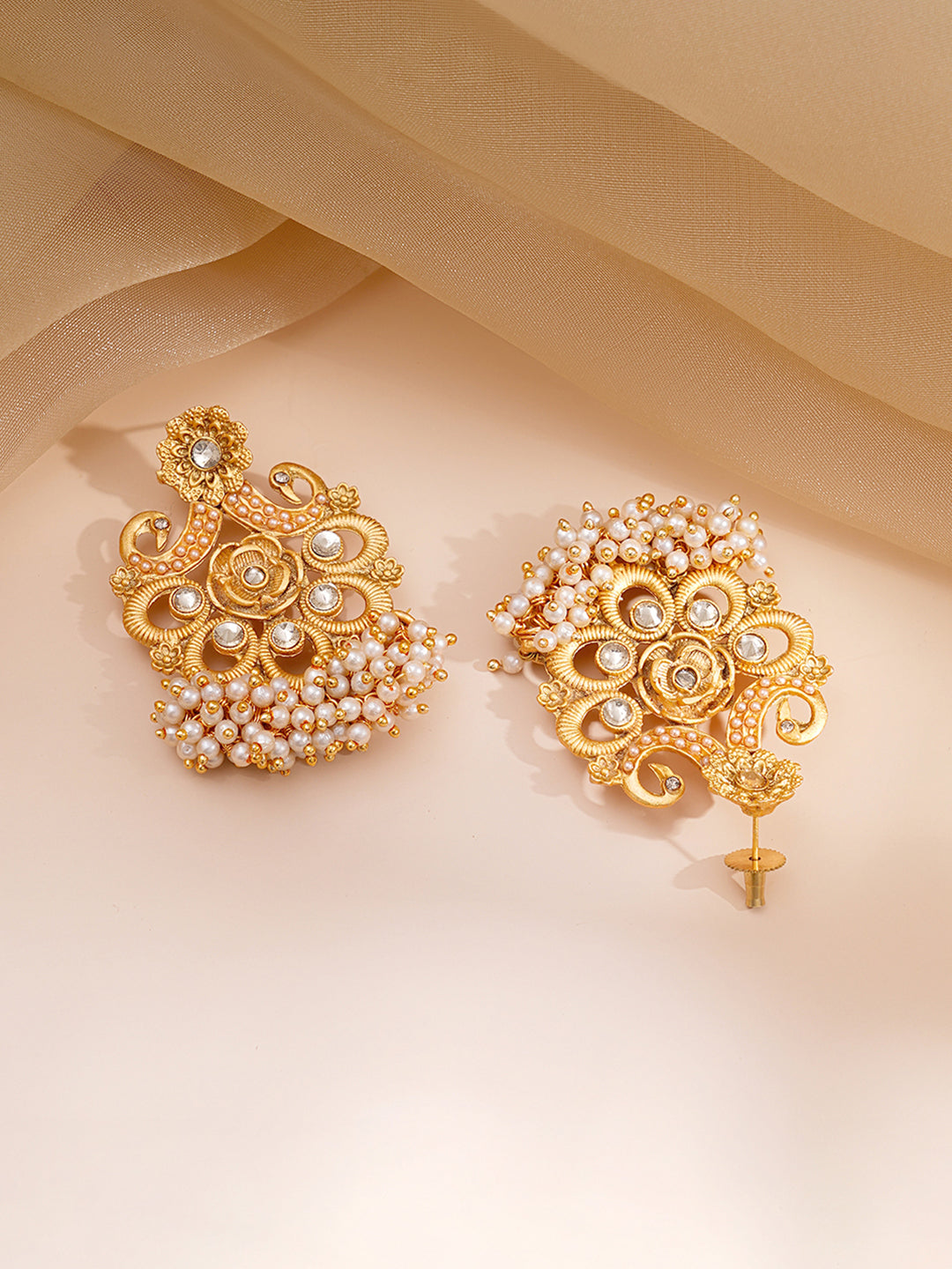 Pearl beaded Kundan Long Necklace Set