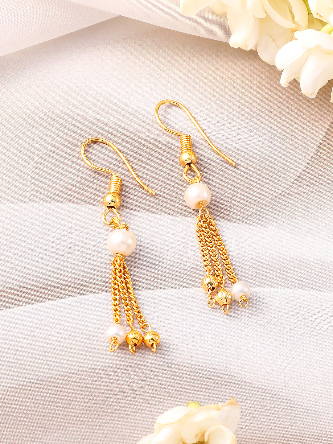 Triple Layered Pearl Beaded Necklace Set