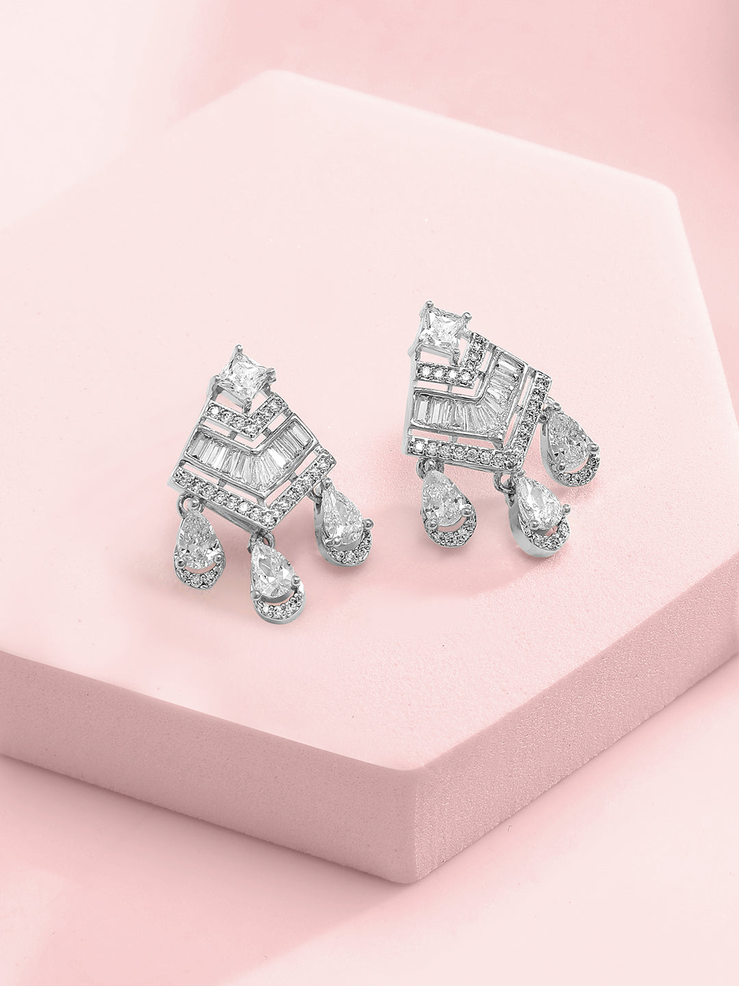 American Diamond Zirconia Collar Statement Necklace Set