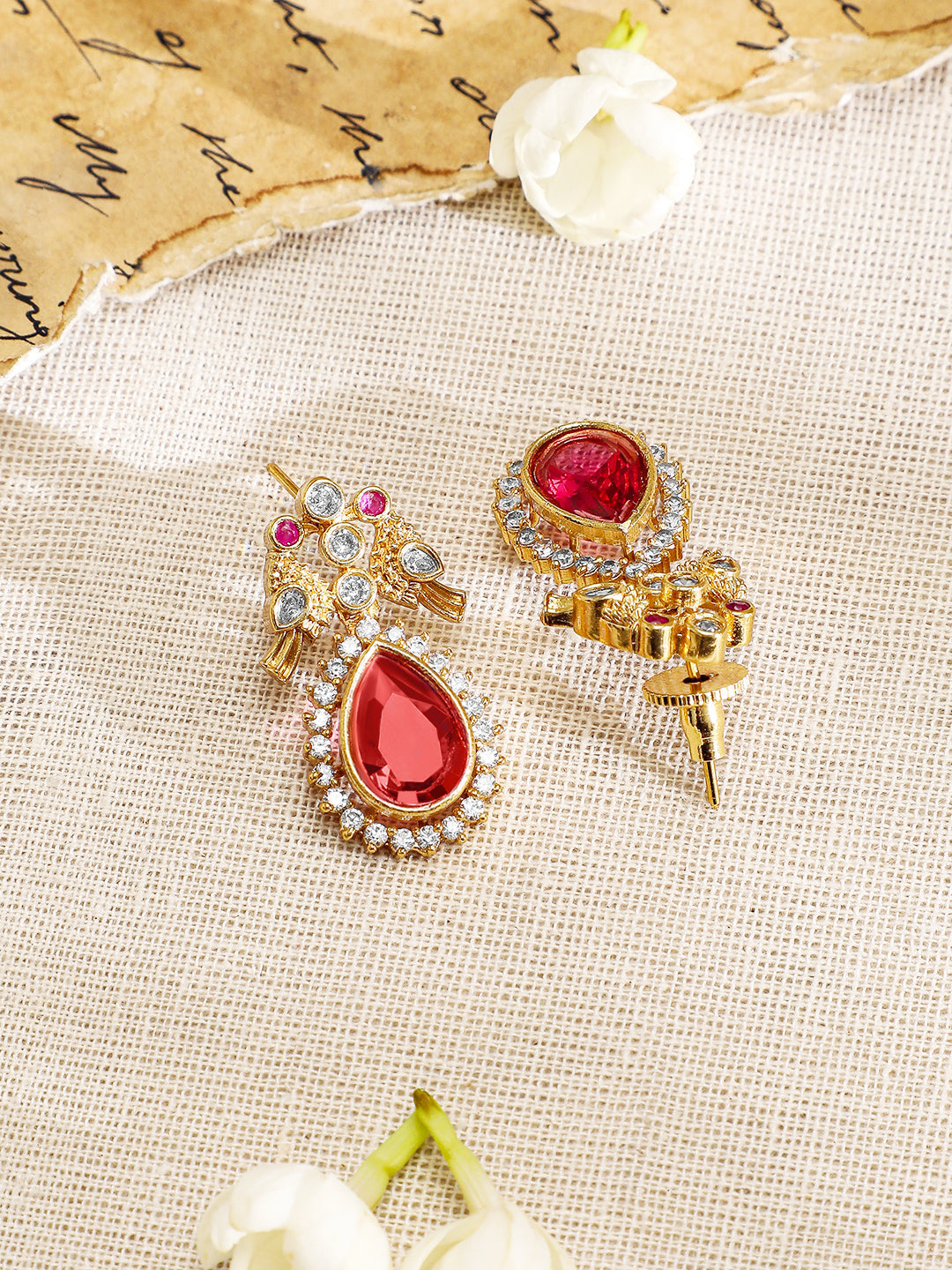 Ruby & American Diamond Zirconia Studded Necklace Set