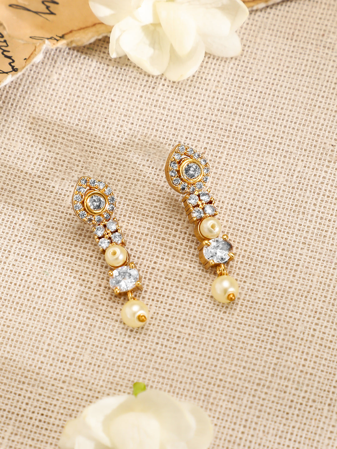 Pearl Beaded American Diamond Zirconia Necklace Set