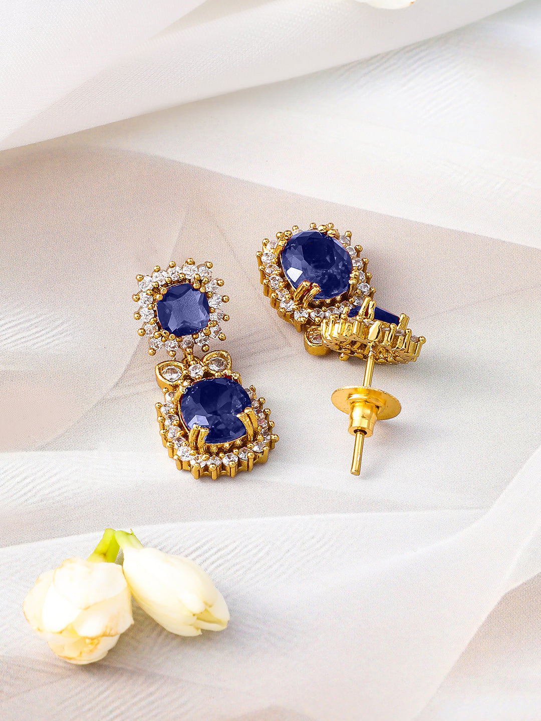 American Diamond Zirconia Blue Necklace Set