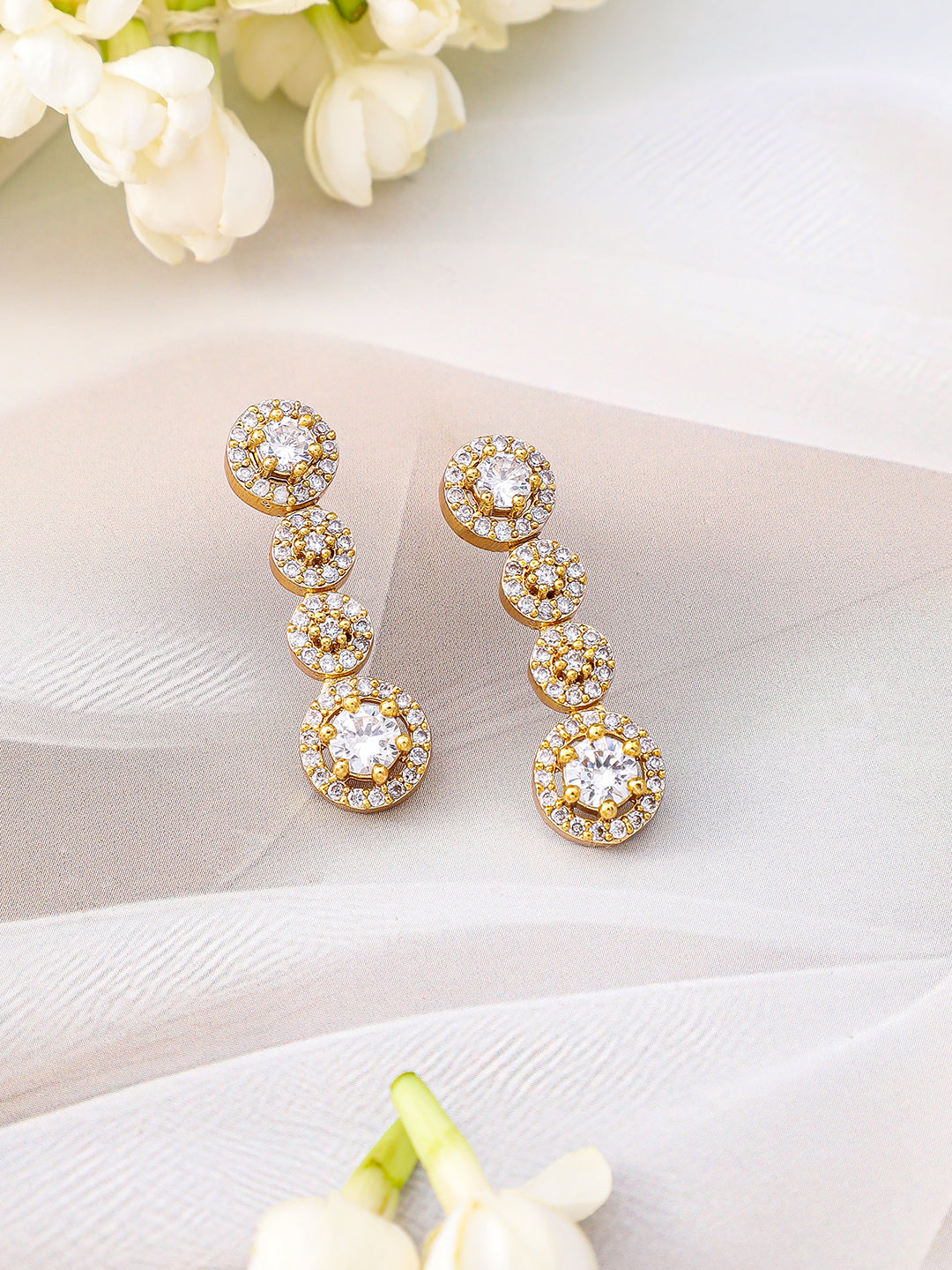 American Diamond Zirconia Layered Gold Necklace Set