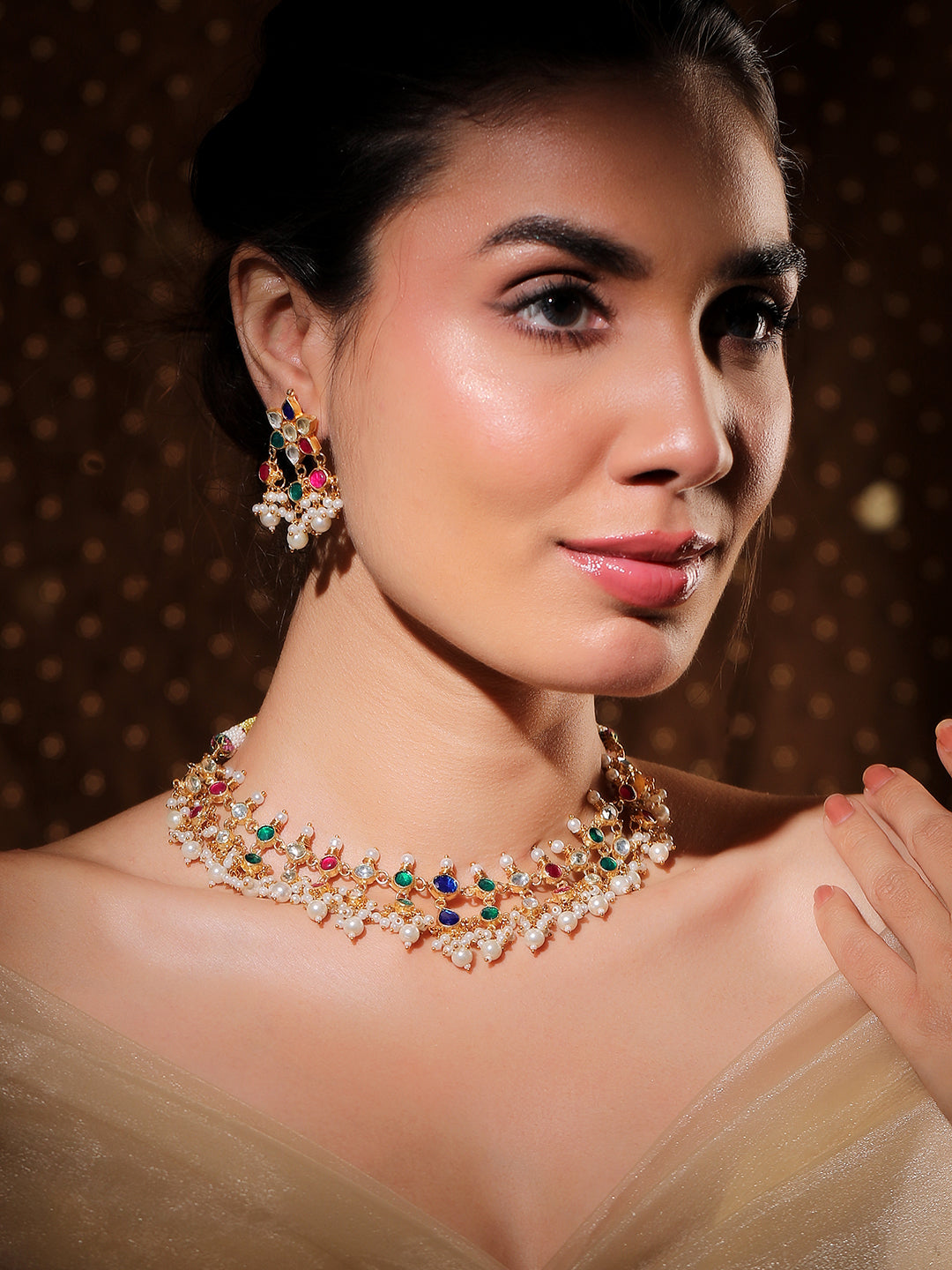 Floral Canvas Multicolour Necklace Set