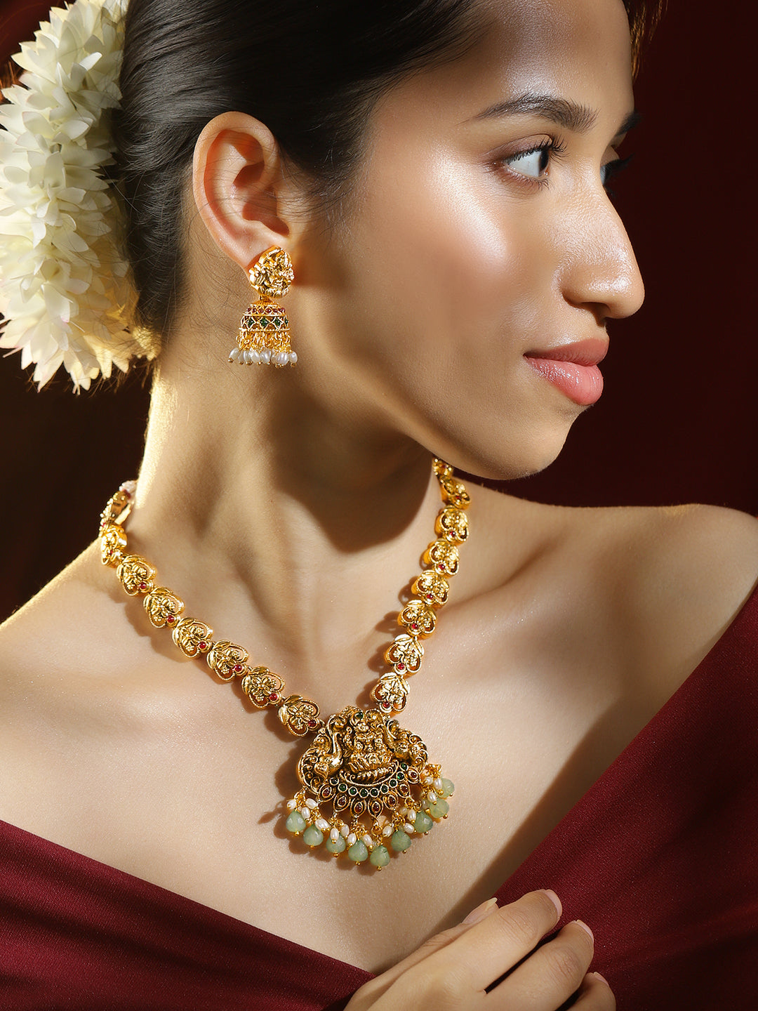 Multicolor Laxmi Motif Pearl Necklace