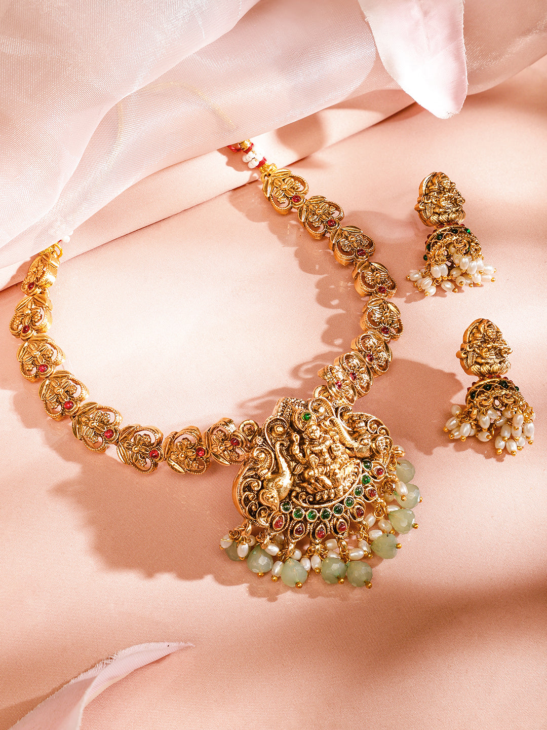 Multicolor Laxmi Motif Pearl Necklace