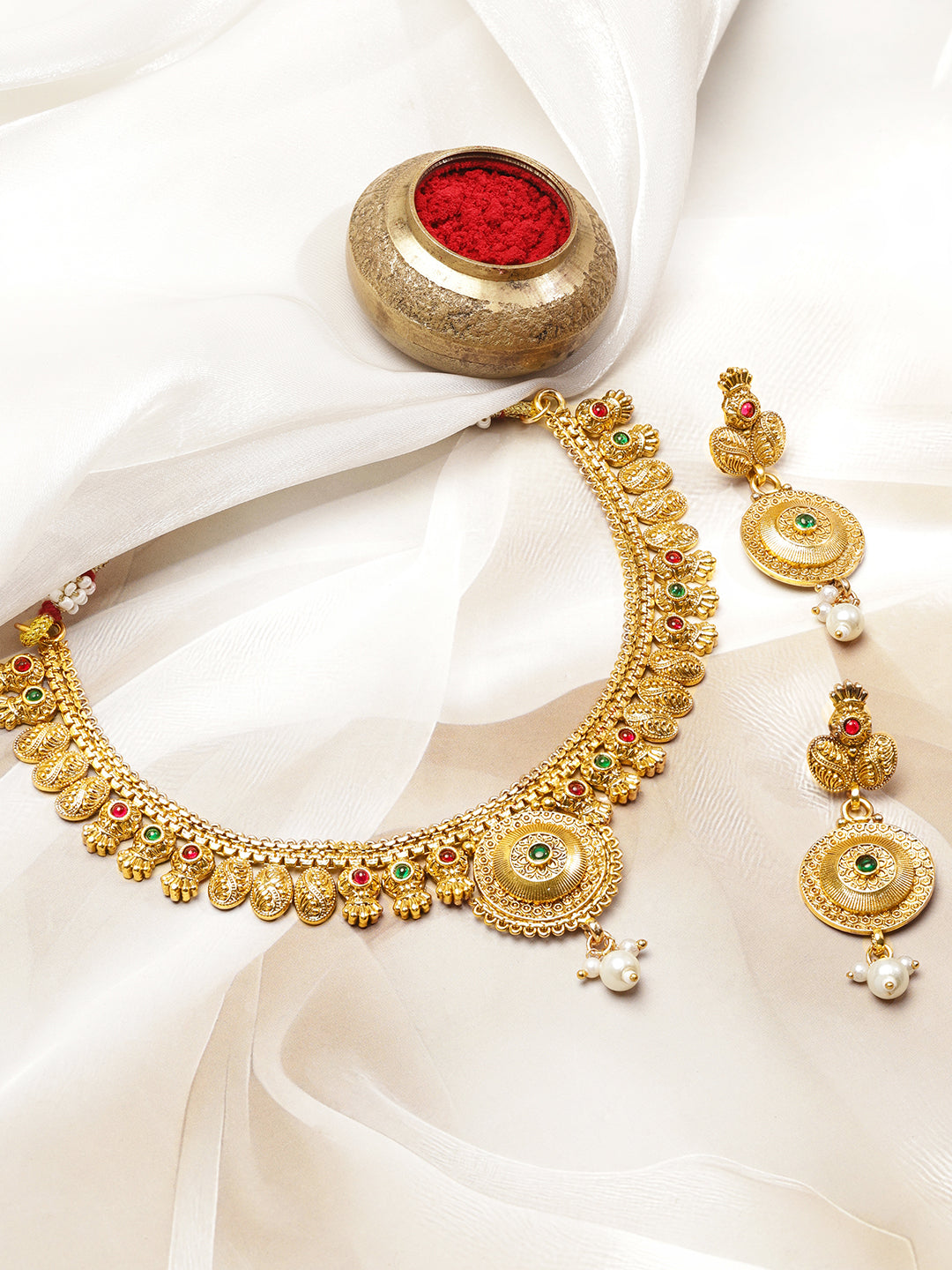 Antique Finish Gold Necklace Set