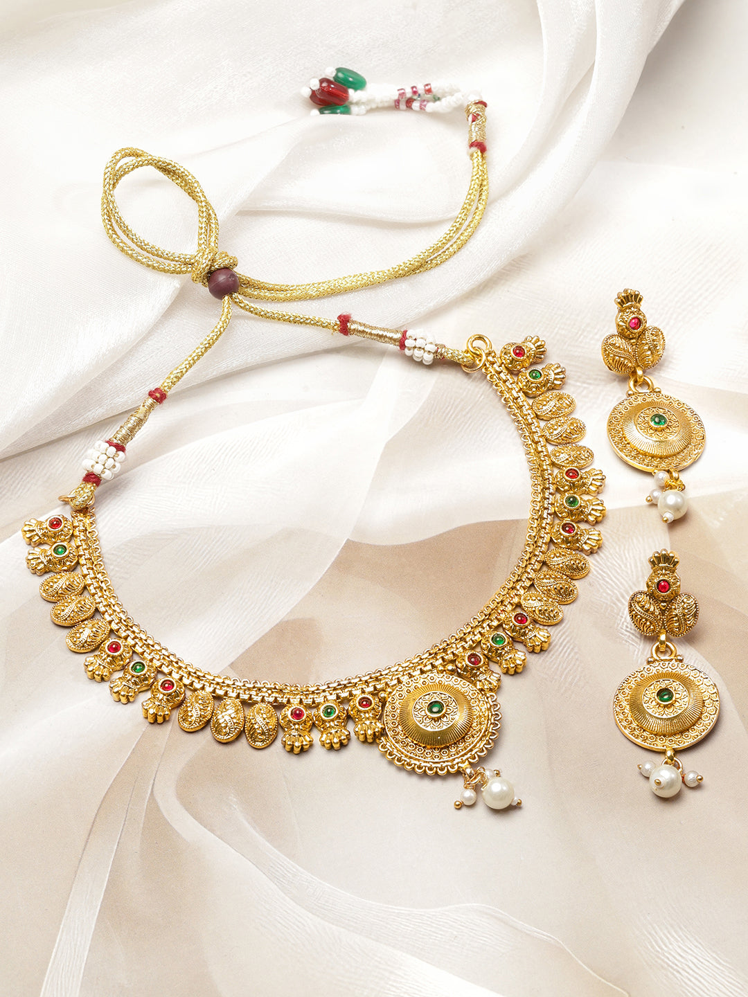 Antique Finish Gold Necklace Set
