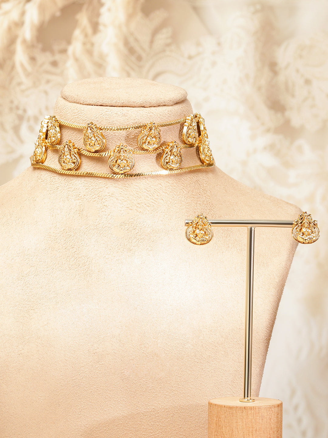 Laxmi Motif Triple Layered Choker Set