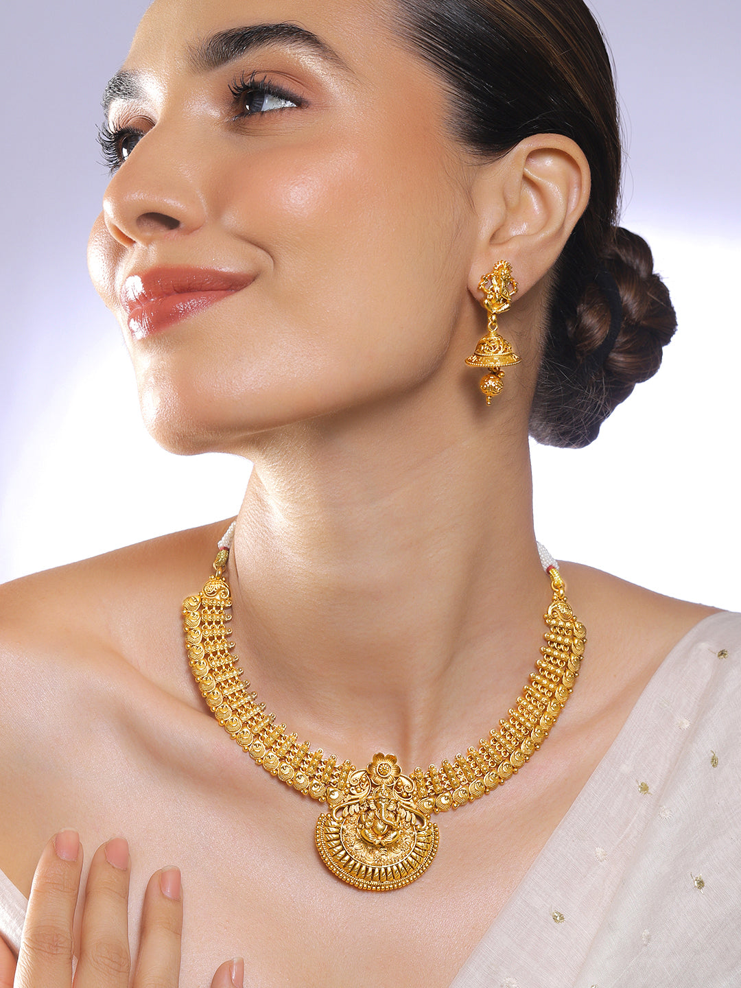 Lord Ganesha Divine Temple Necklace Set