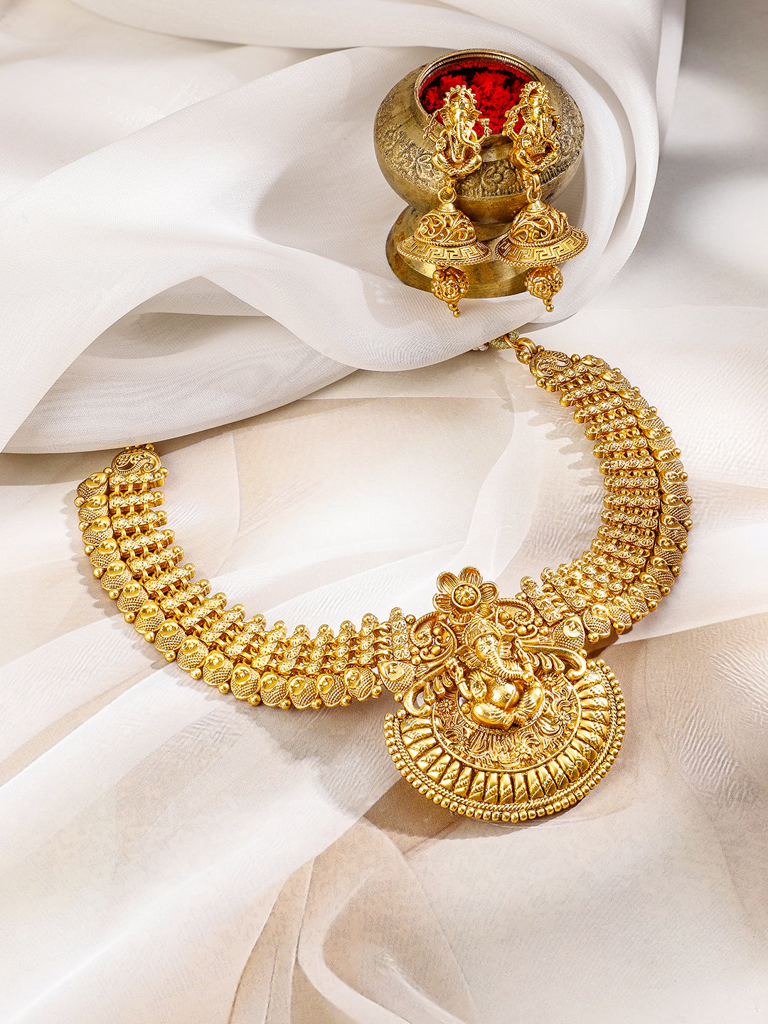 Lord Ganesha Divine Temple Necklace Set