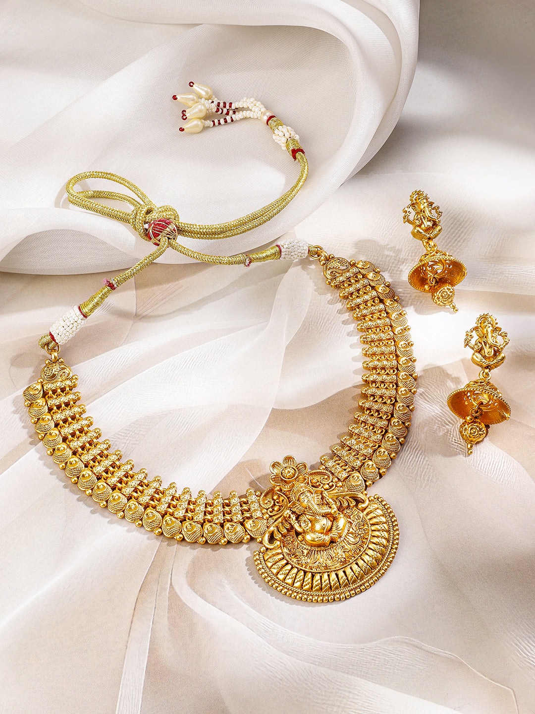 Lord Ganesha Divine Temple Necklace Set