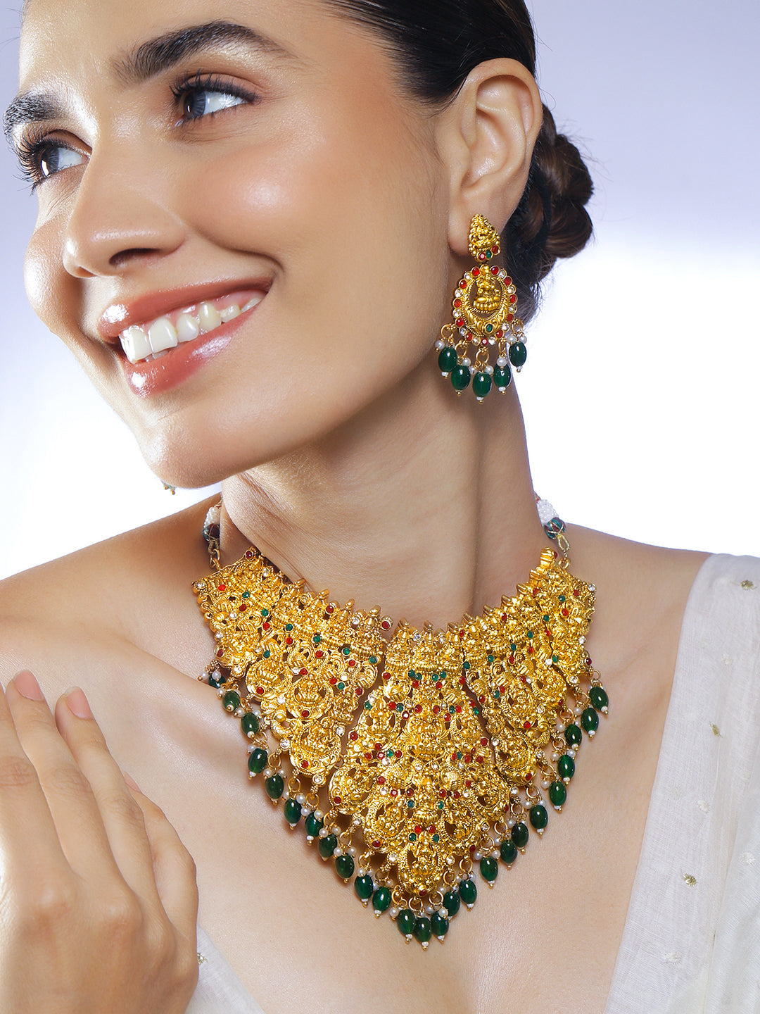 Laxmi Motif Multicolor Necklace Set