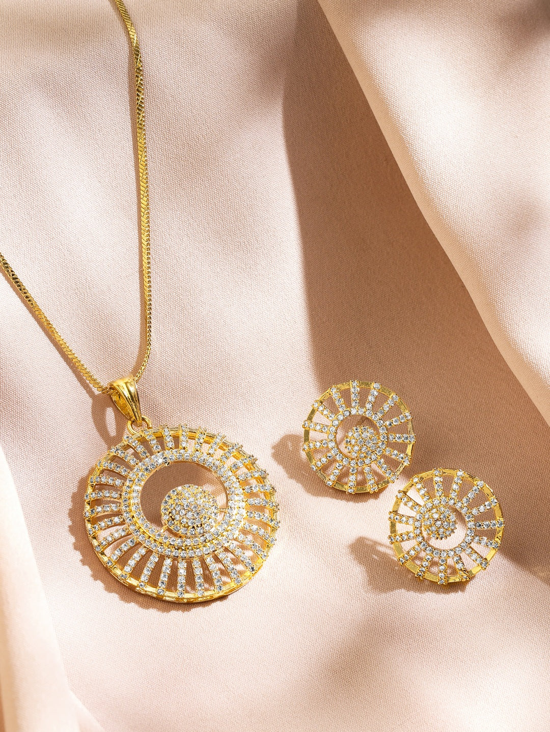 American Diamond Zirconia Pendant Necklace Set