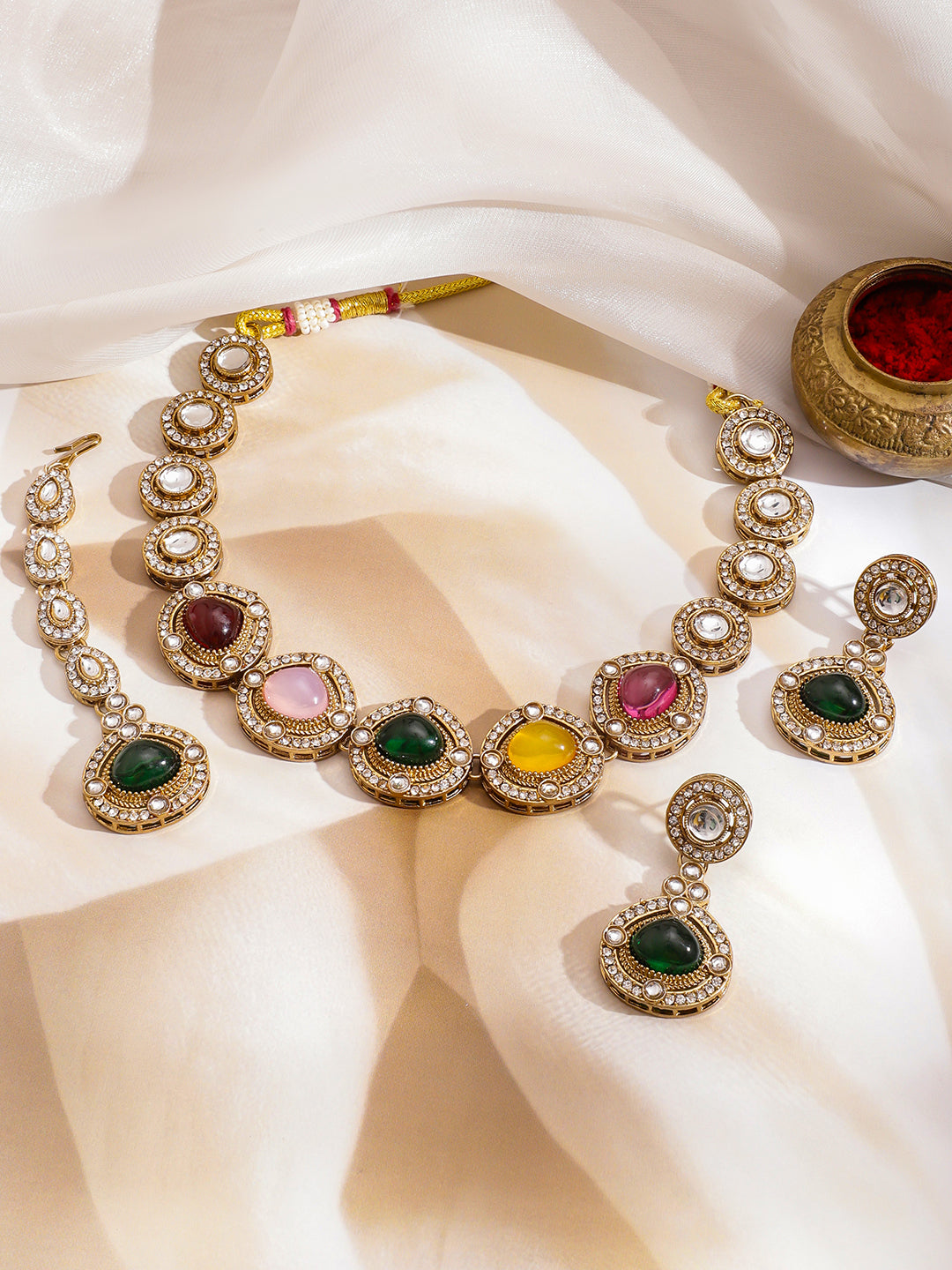 Color Mist Kundan Necklace Set