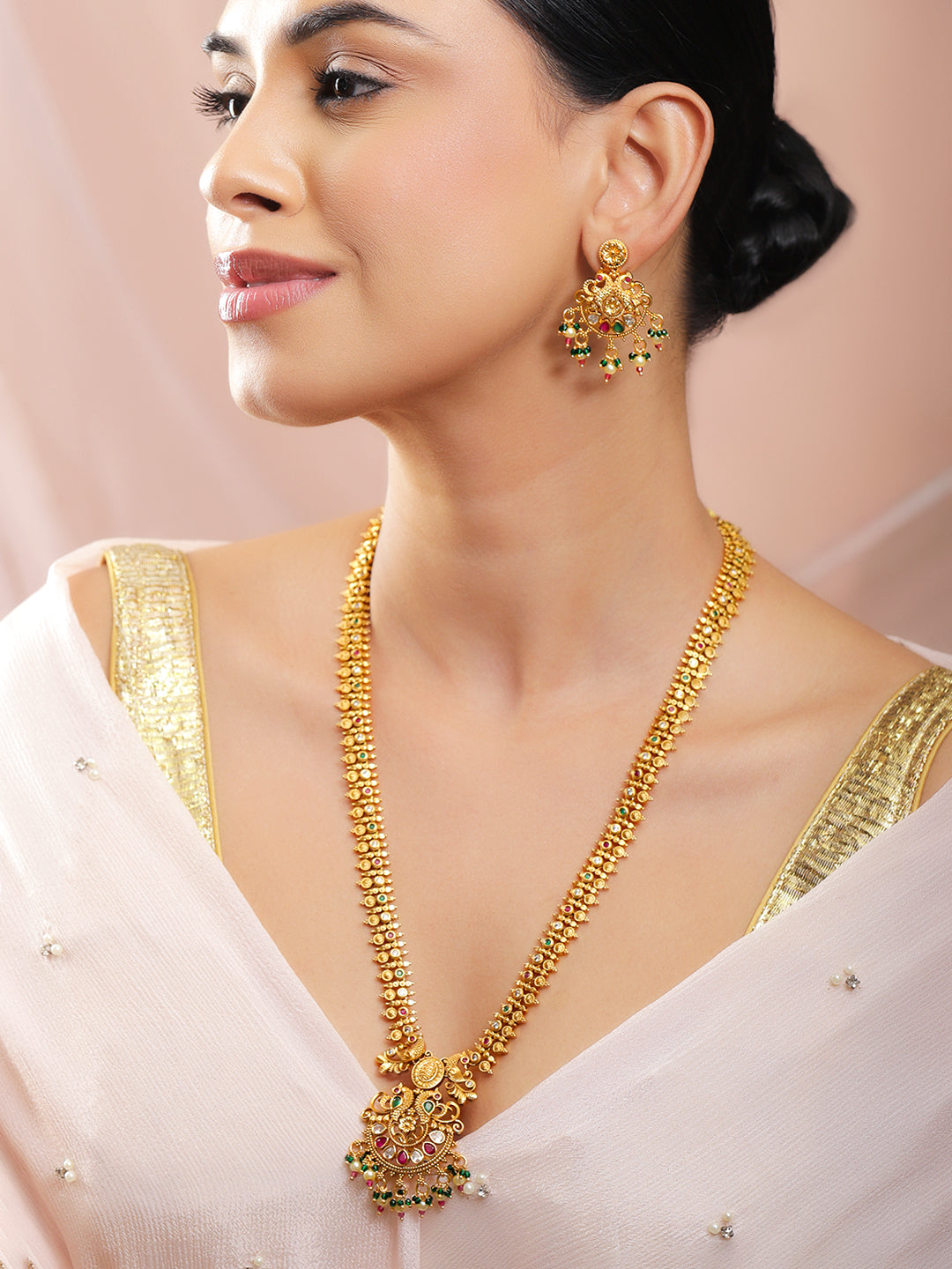Eternal Glow Green Pink Necklace Set