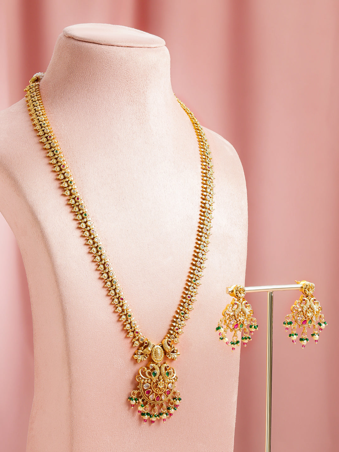 Eternal Glow Green Pink Necklace Set