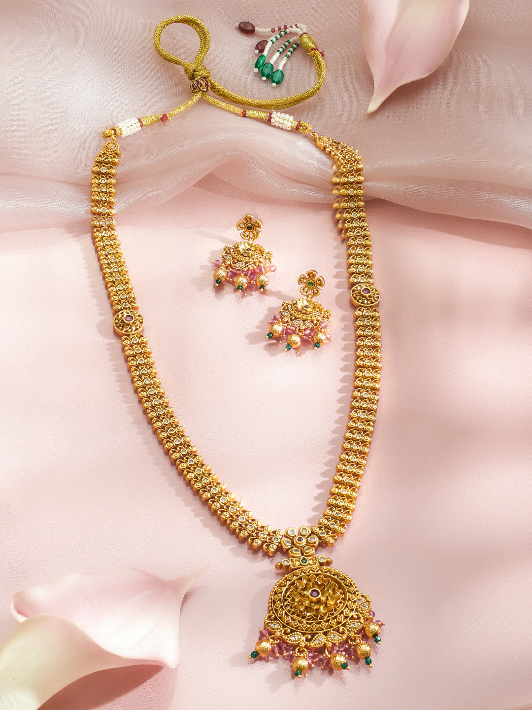 Palace Breeze Green Pink Necklace Set