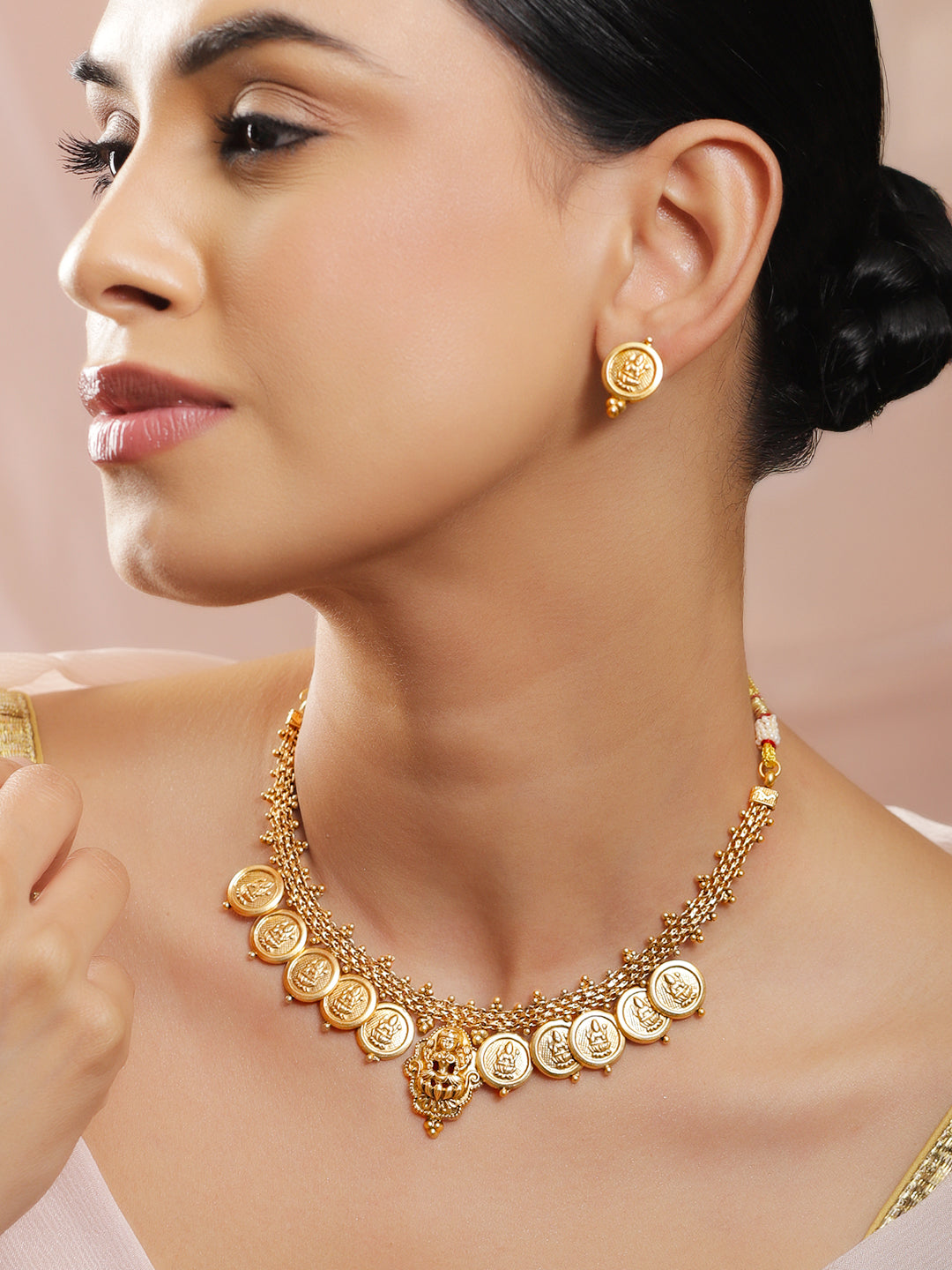 Lakshmi Grace Temple Coin Necklace Set