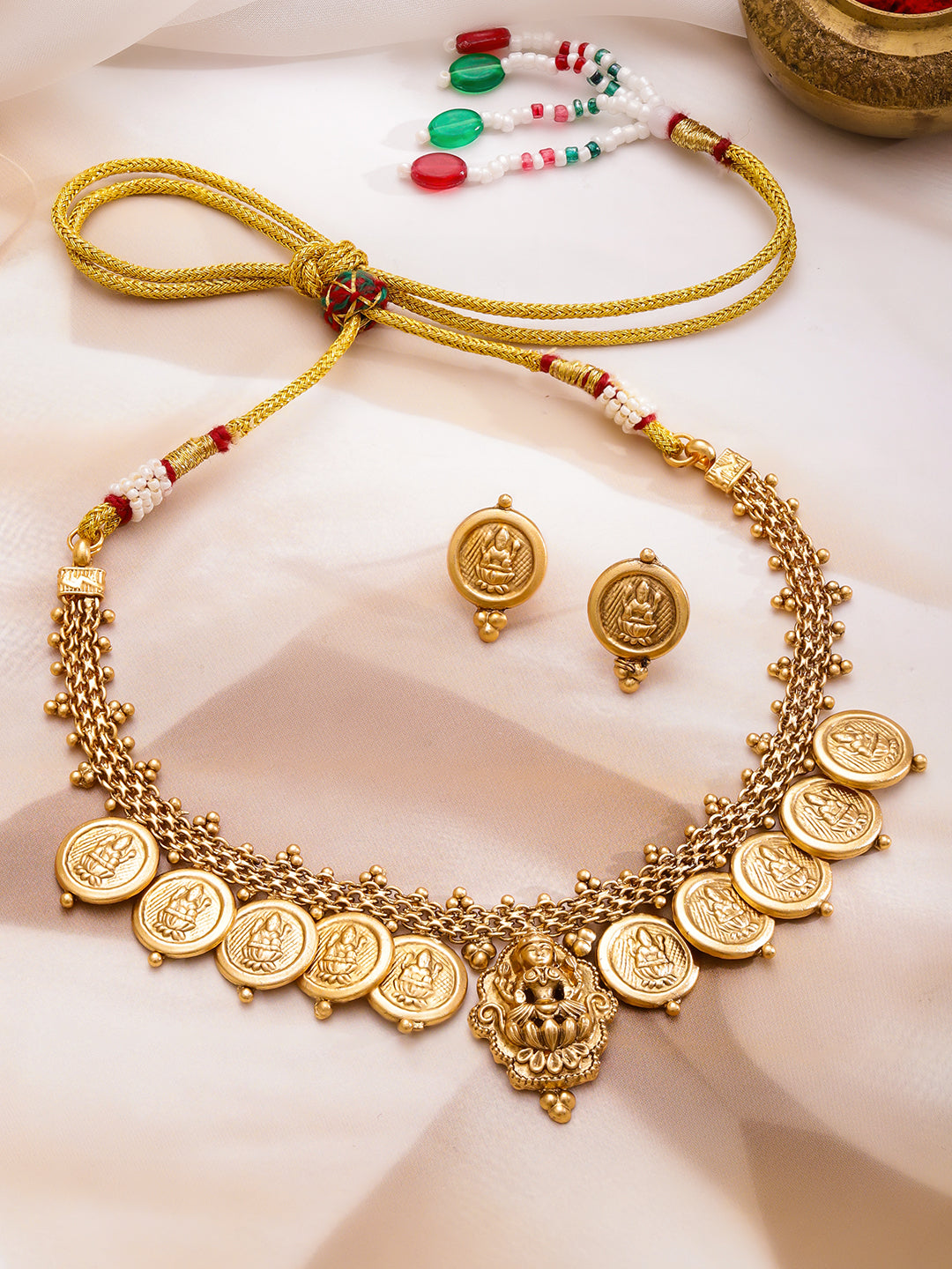 Lakshmi Grace Temple Coin Necklace Set