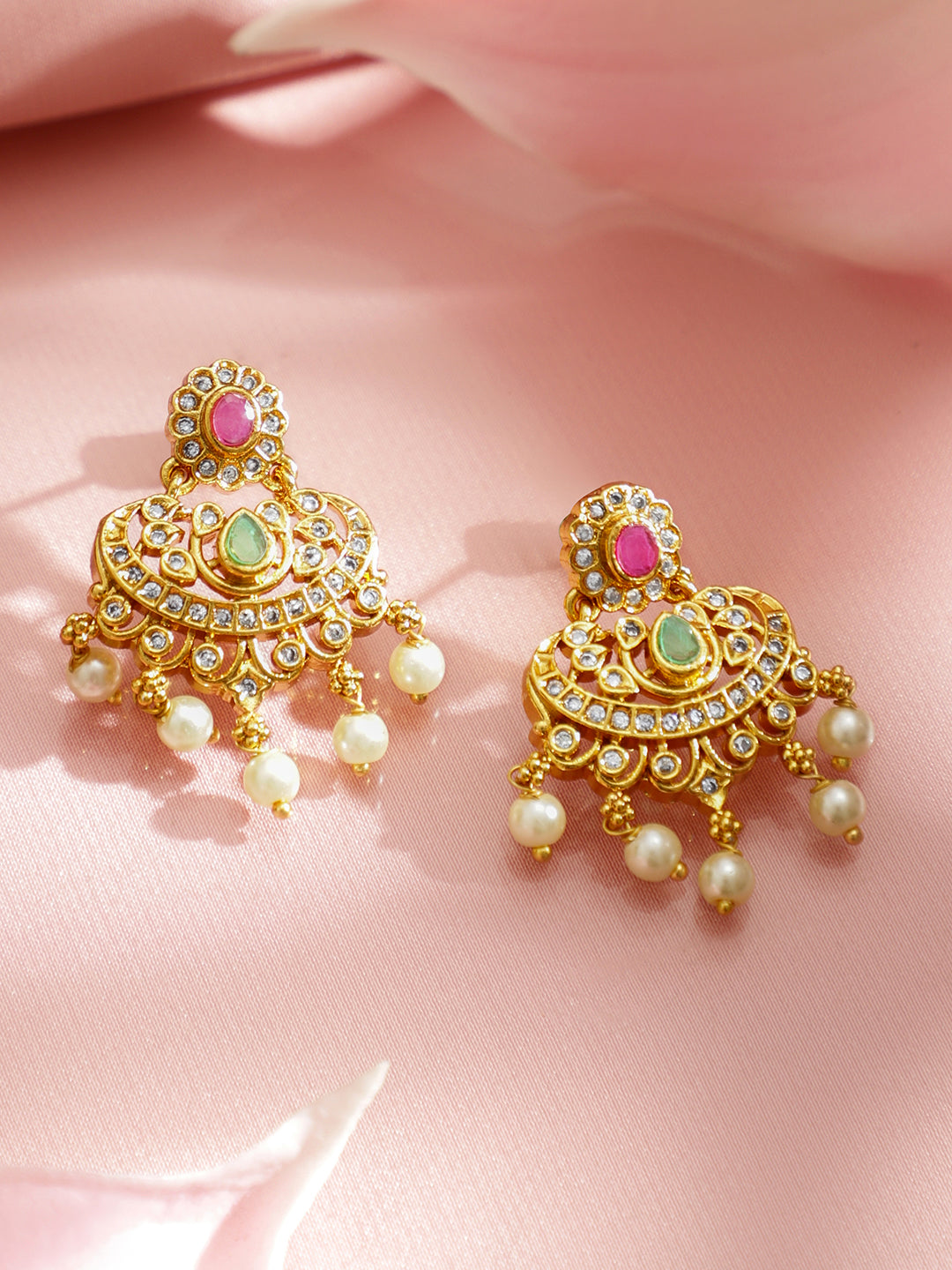 American Diamond Zirconia Gold Necklace Set