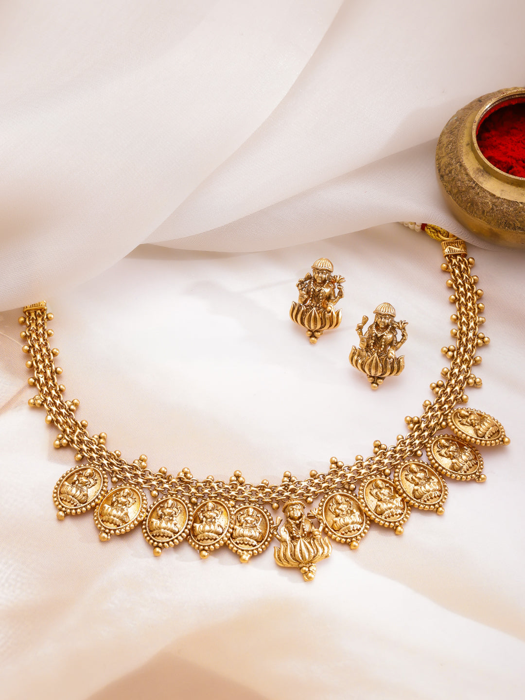 Royal Temple Lakshmi Necklace Set