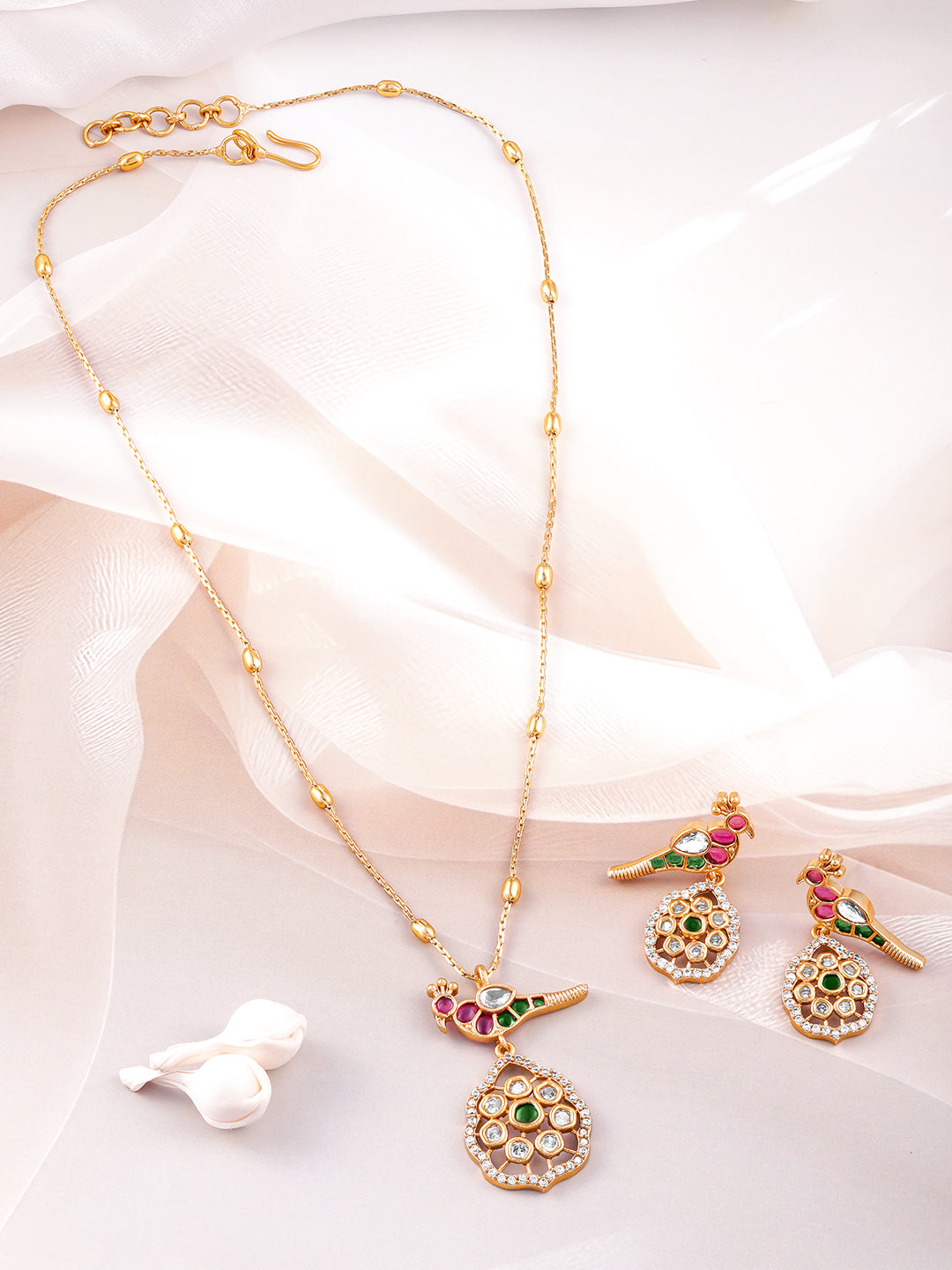 Peacock Design American Diamond Zirconia Necklace Set