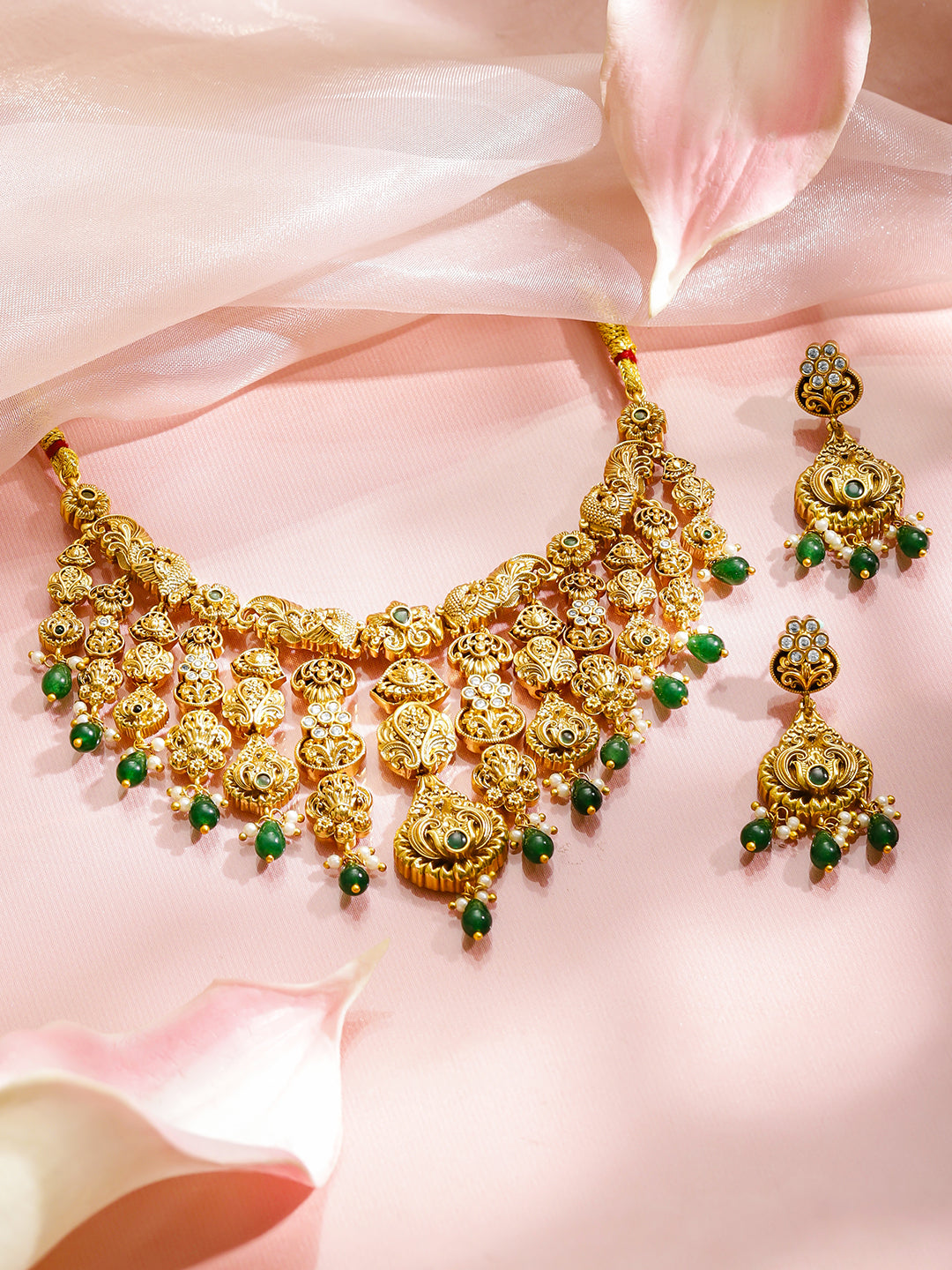 Celestial Green Golden Necklace Set