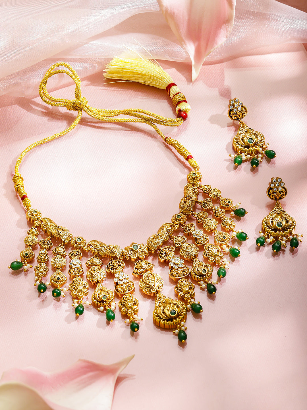 Celestial Green Golden Necklace Set