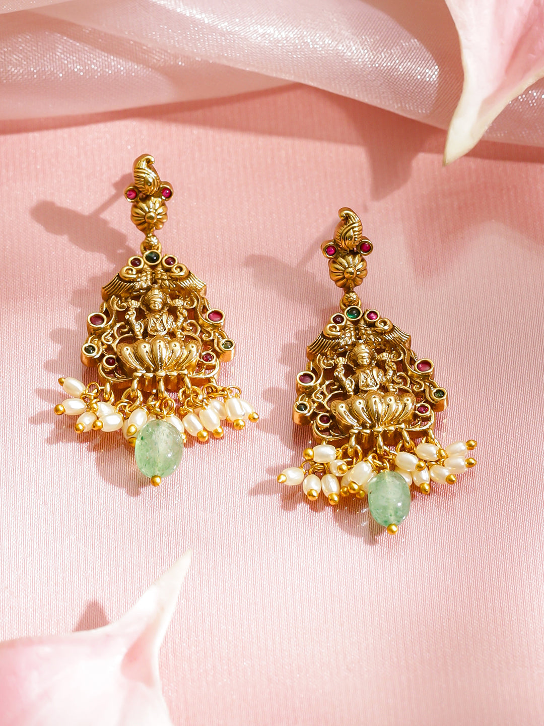 Lakshmi Blessings Green-Pink Necklace Set