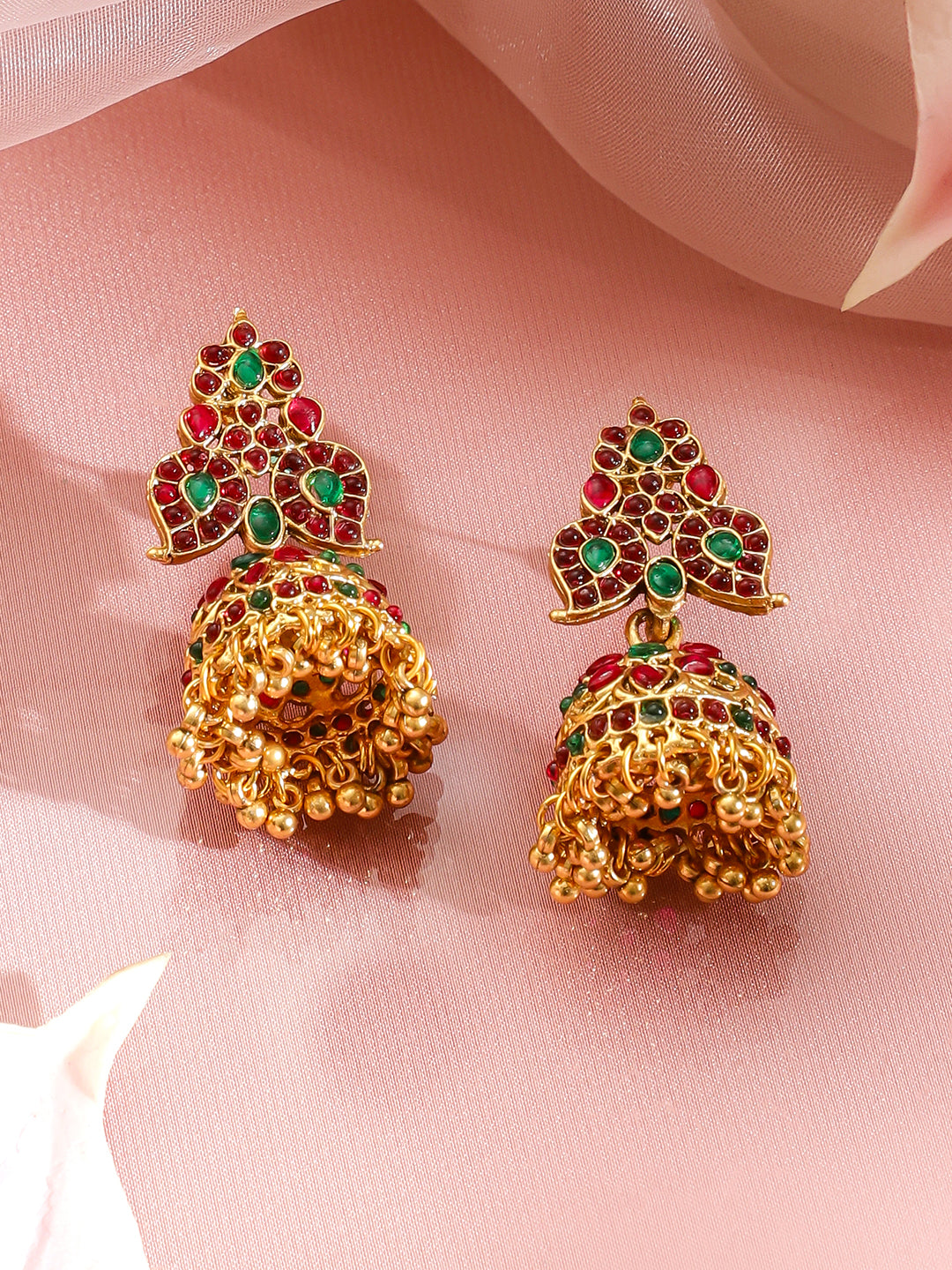 Pink-Green Glow Golden Necklace Set