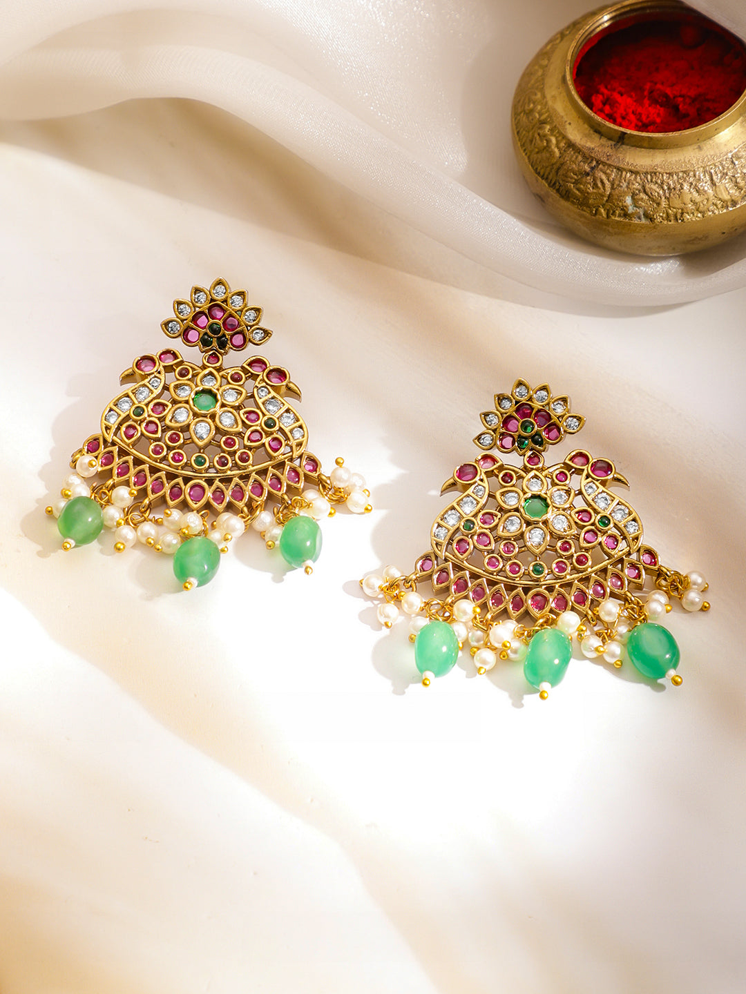 Blush & Emerald Golden Necklace Set