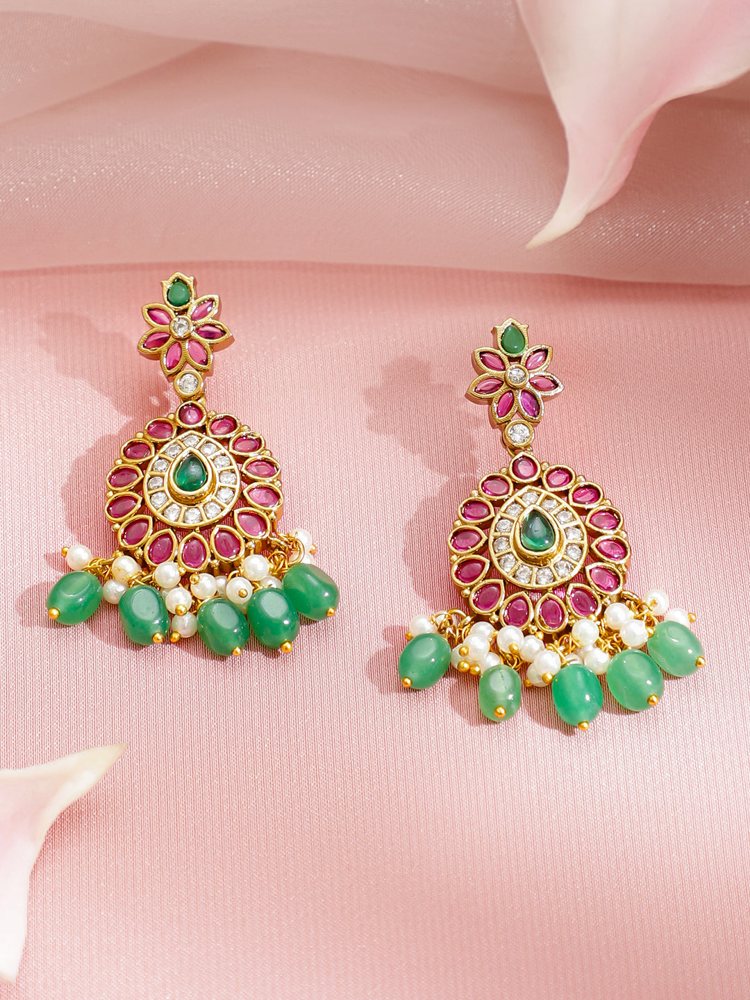 Rose-Emerald Shine Necklace Set