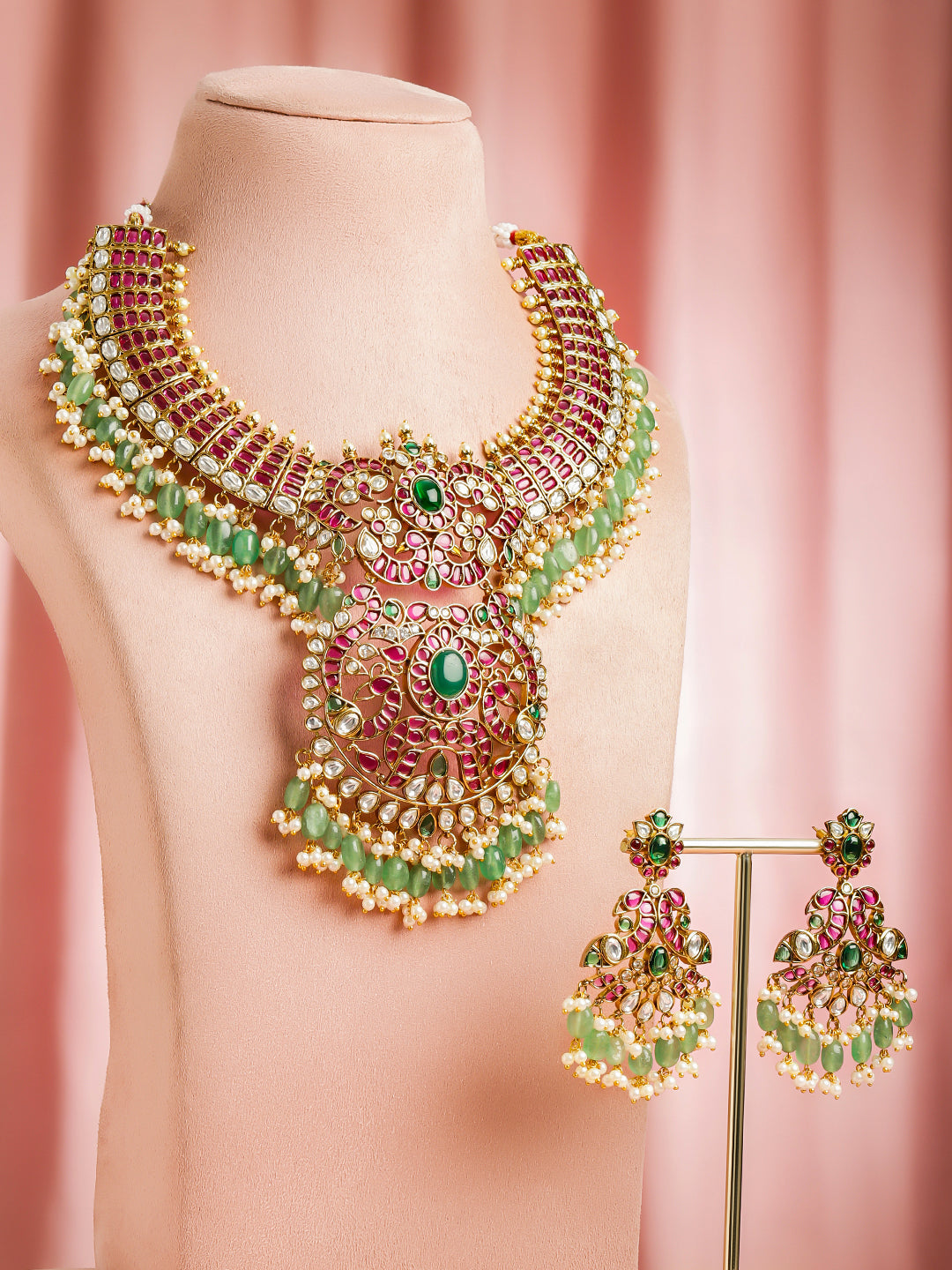 Blushing Emerald Statement Necklace Set
