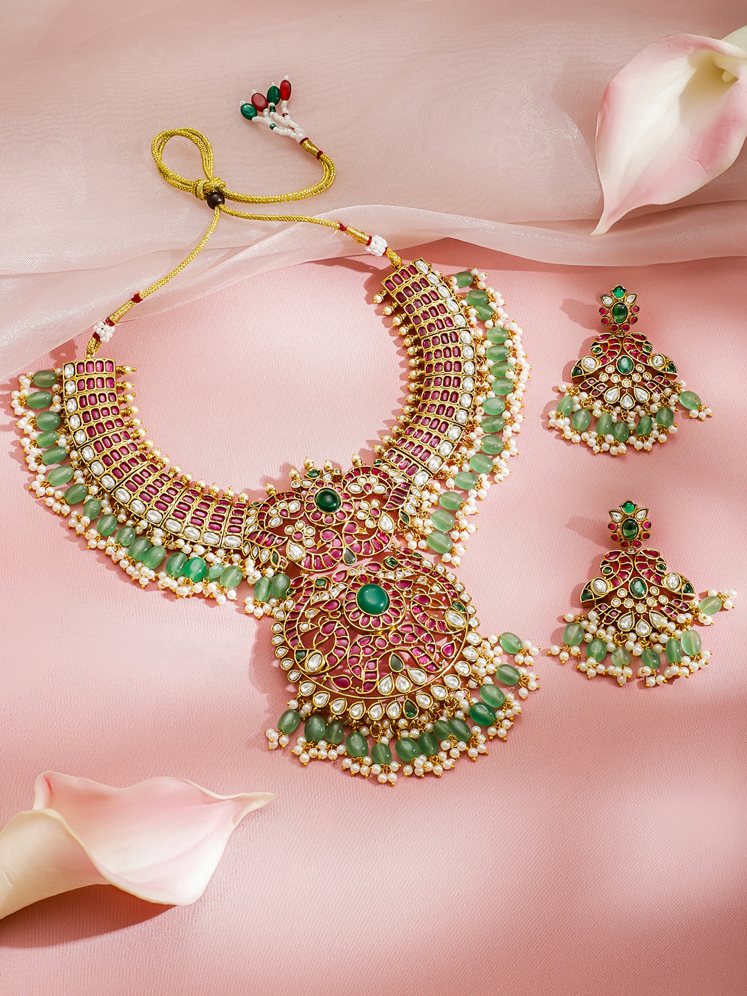 Blushing Emerald Statement Necklace Set
