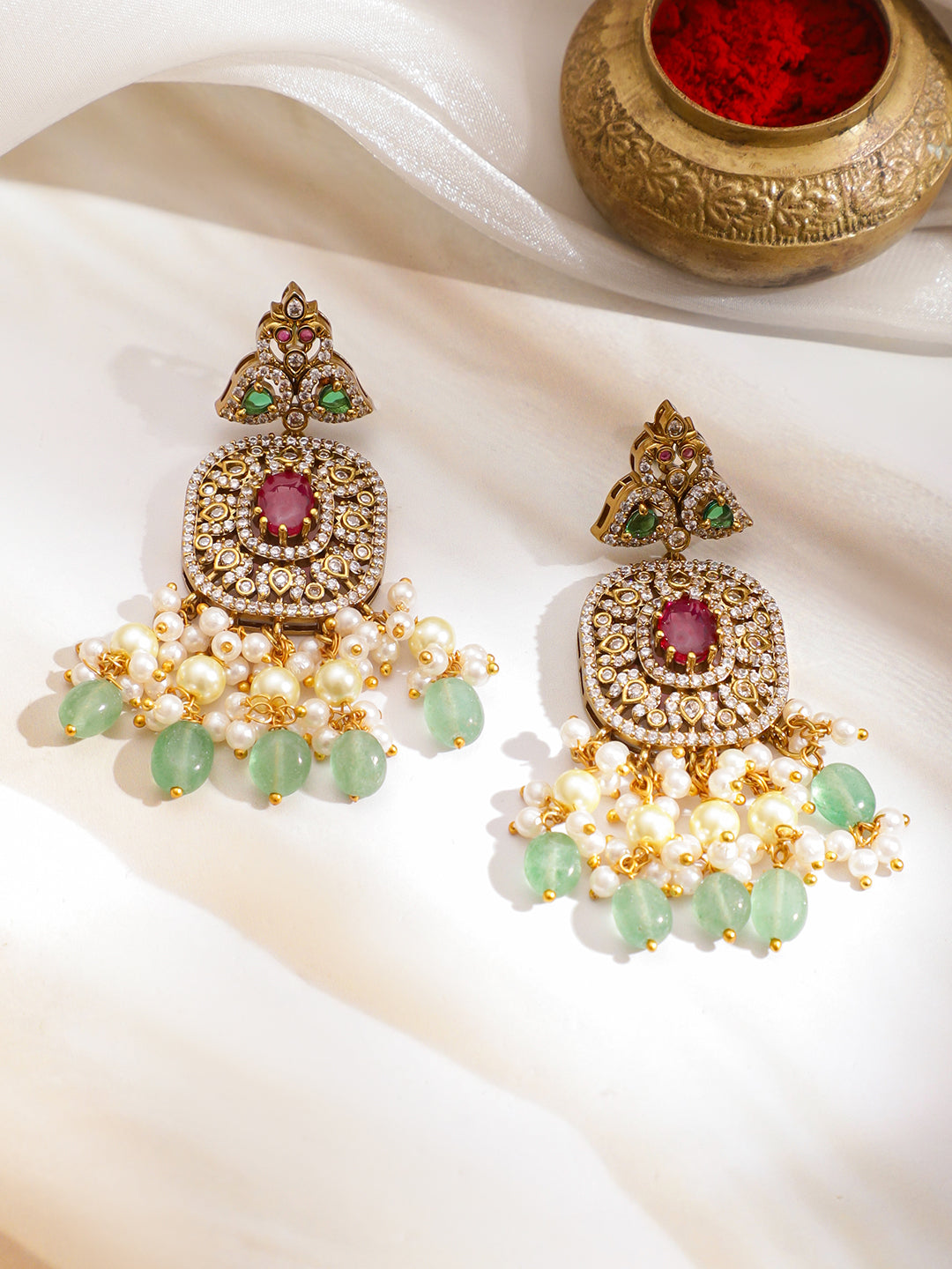 Green-Pink Grand Celebration Necklace Set
