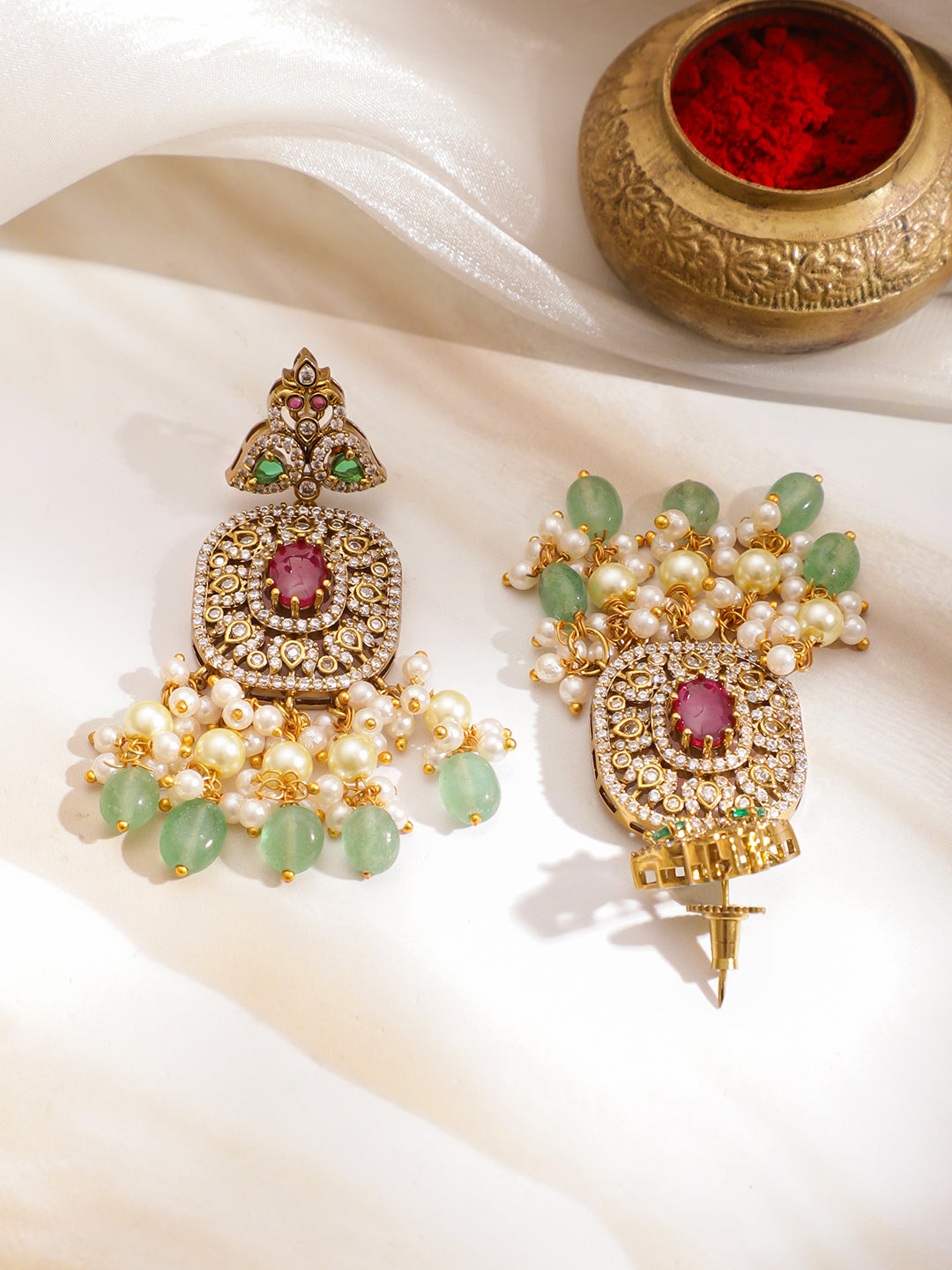 Green-Pink Grand Celebration Necklace Set