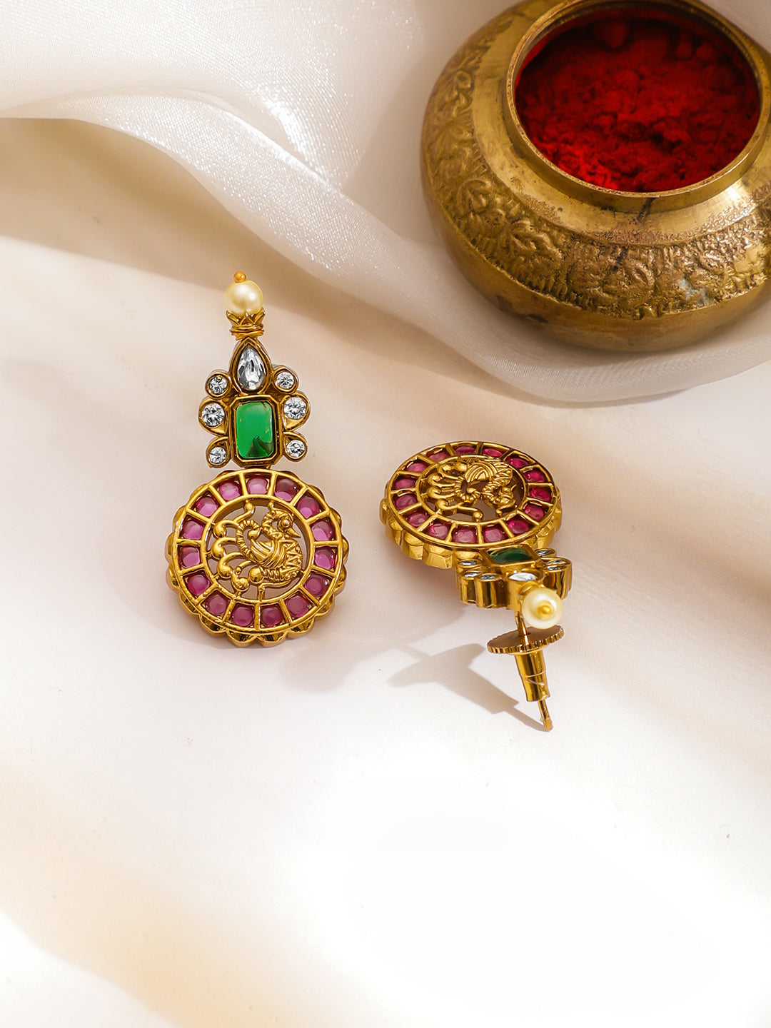 Pink & Green Blessings Lakshmi Necklace Set