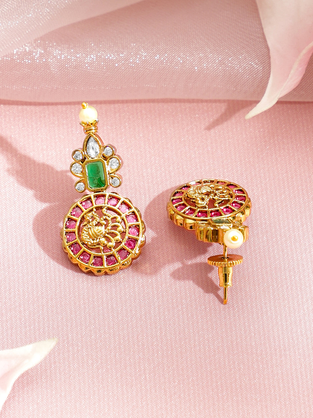 Emerald-Pink Lakshmi Divine Necklace Set