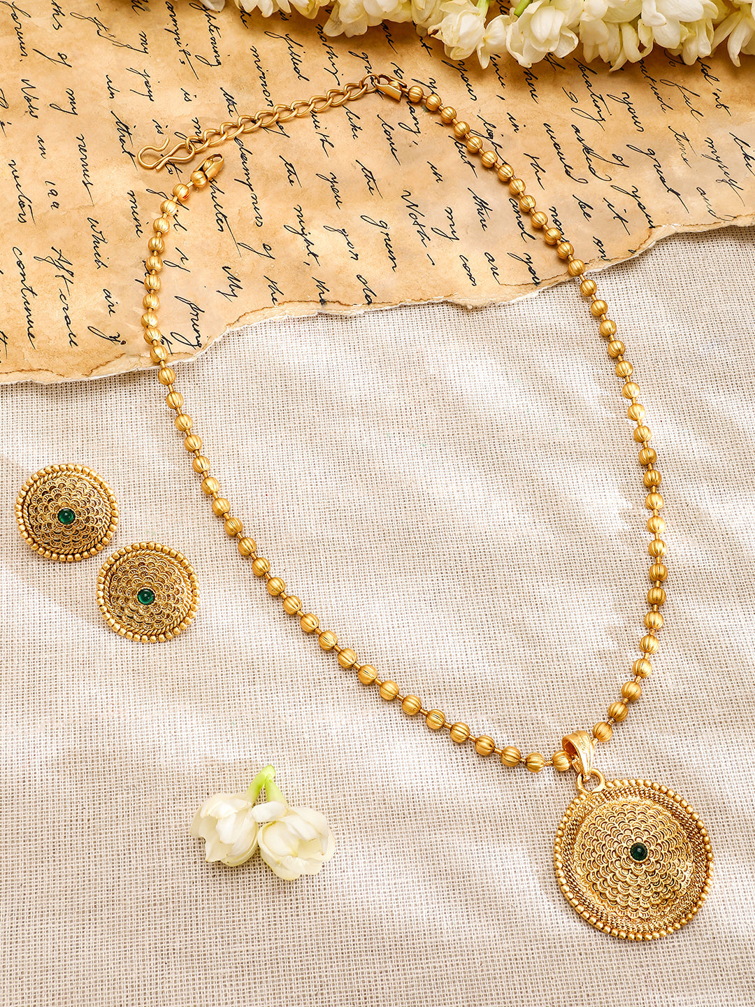 Dazzling Gold Plated Pendant Set