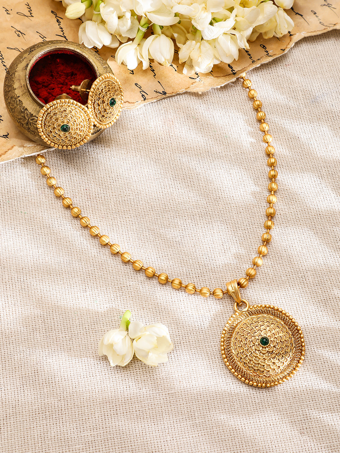 Dazzling Gold Plated Pendant Set