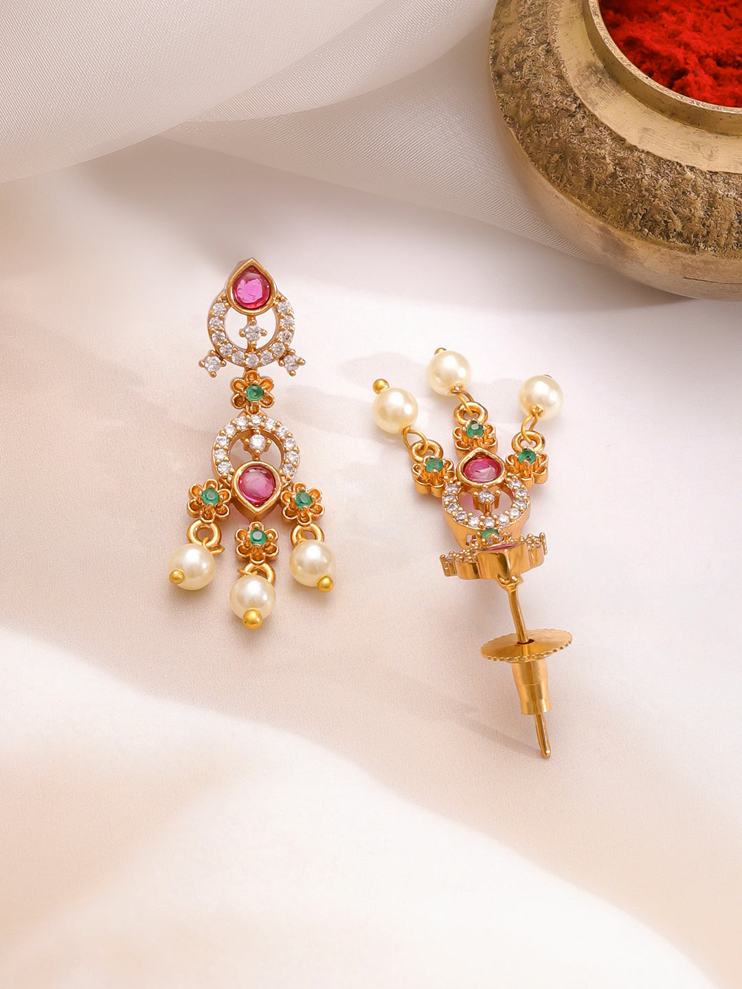 Radiant Bloom Pink & Green Necklace Set