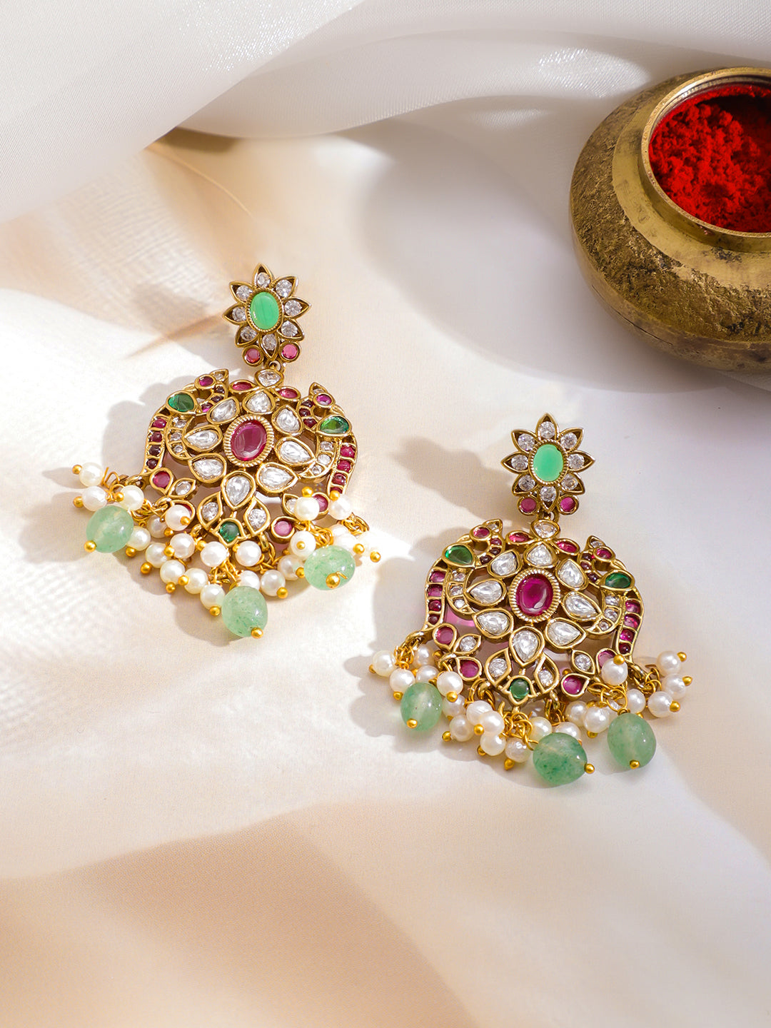 Heritage Glow Pink & Green Necklace Set