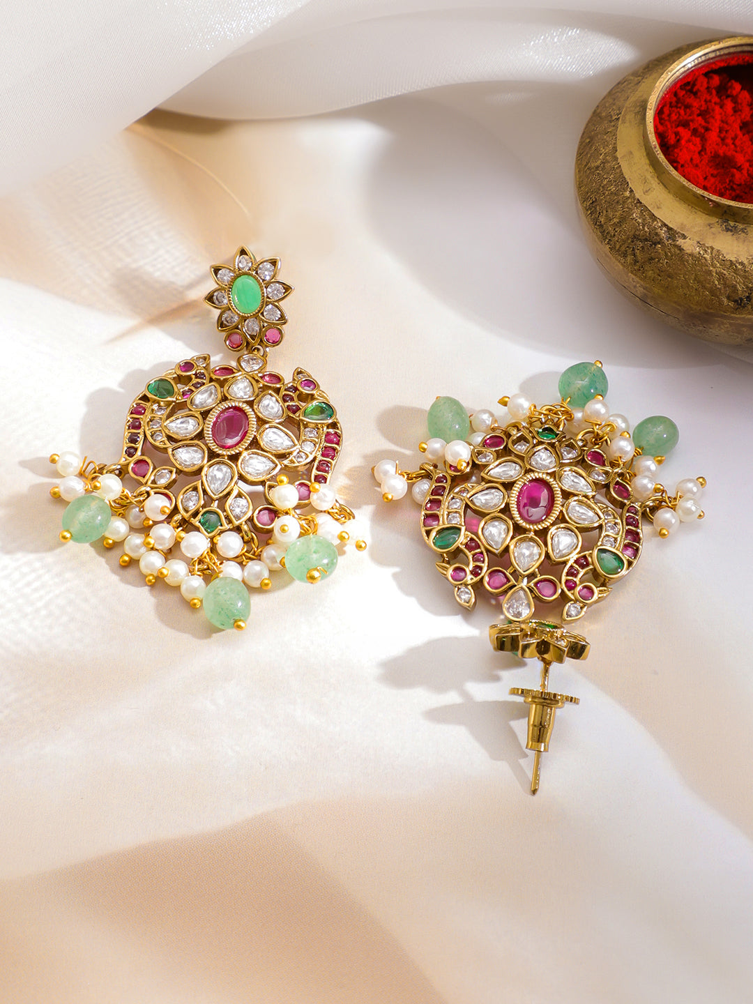 Heritage Glow Pink & Green Necklace Set