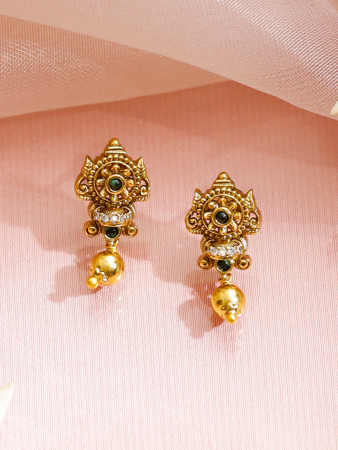 Pink-Green Golden Elegance Necklace Set