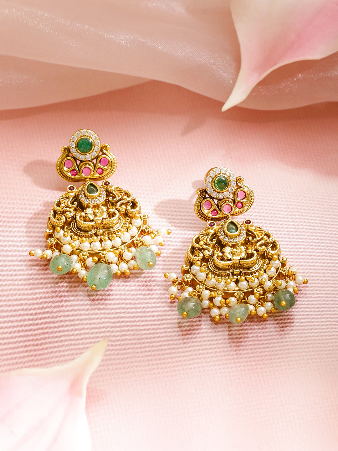 Royal Fest Green Pink Necklace Set