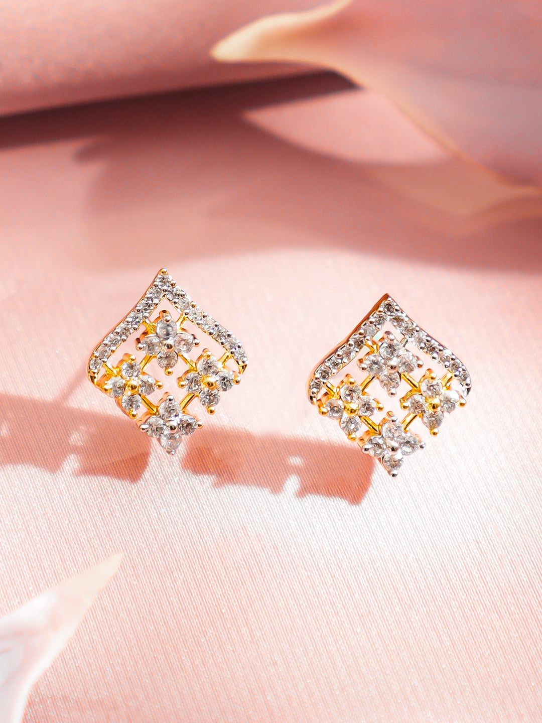 Geometric American Diamond Zirconia Pendant Necklace Set